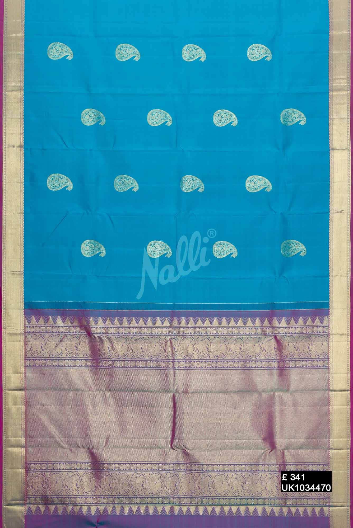 Sky Blue Kanchipuram Silk Saree