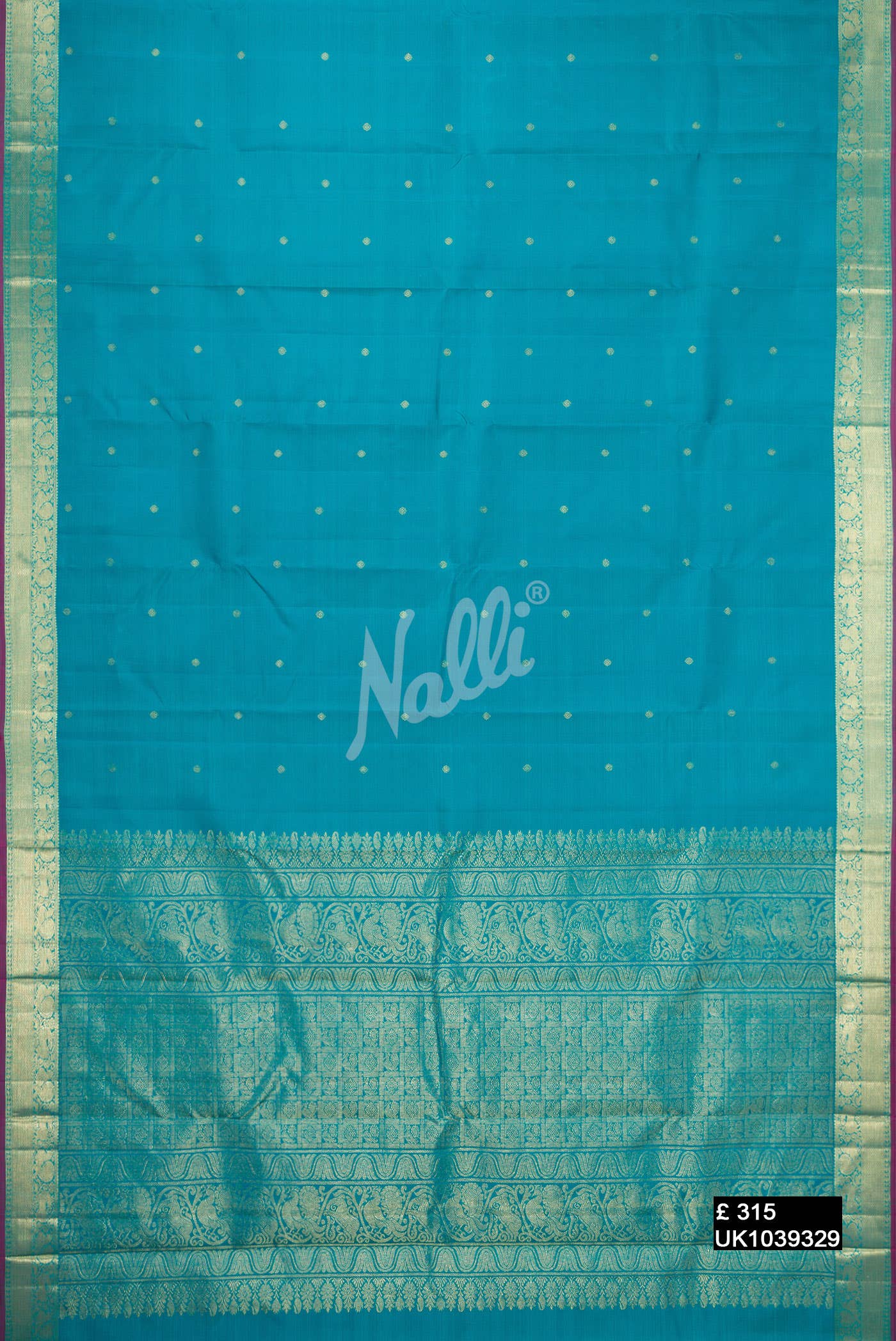 Peacock Blue Kanchipuram Silk Saree