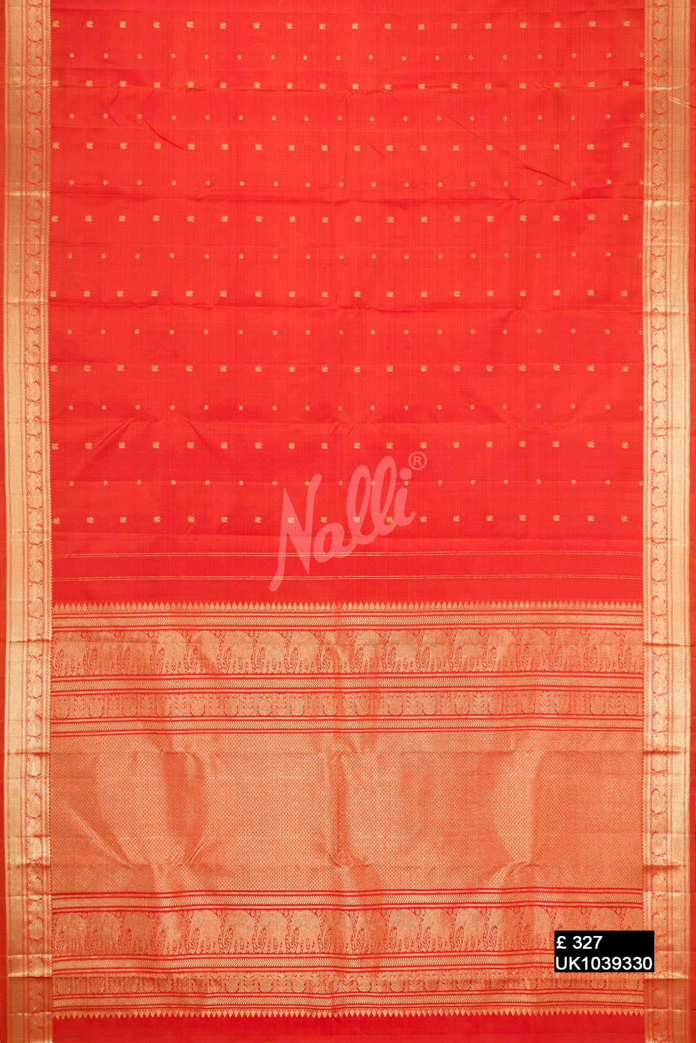 Brick Orange Kanchipuram Silk Saree