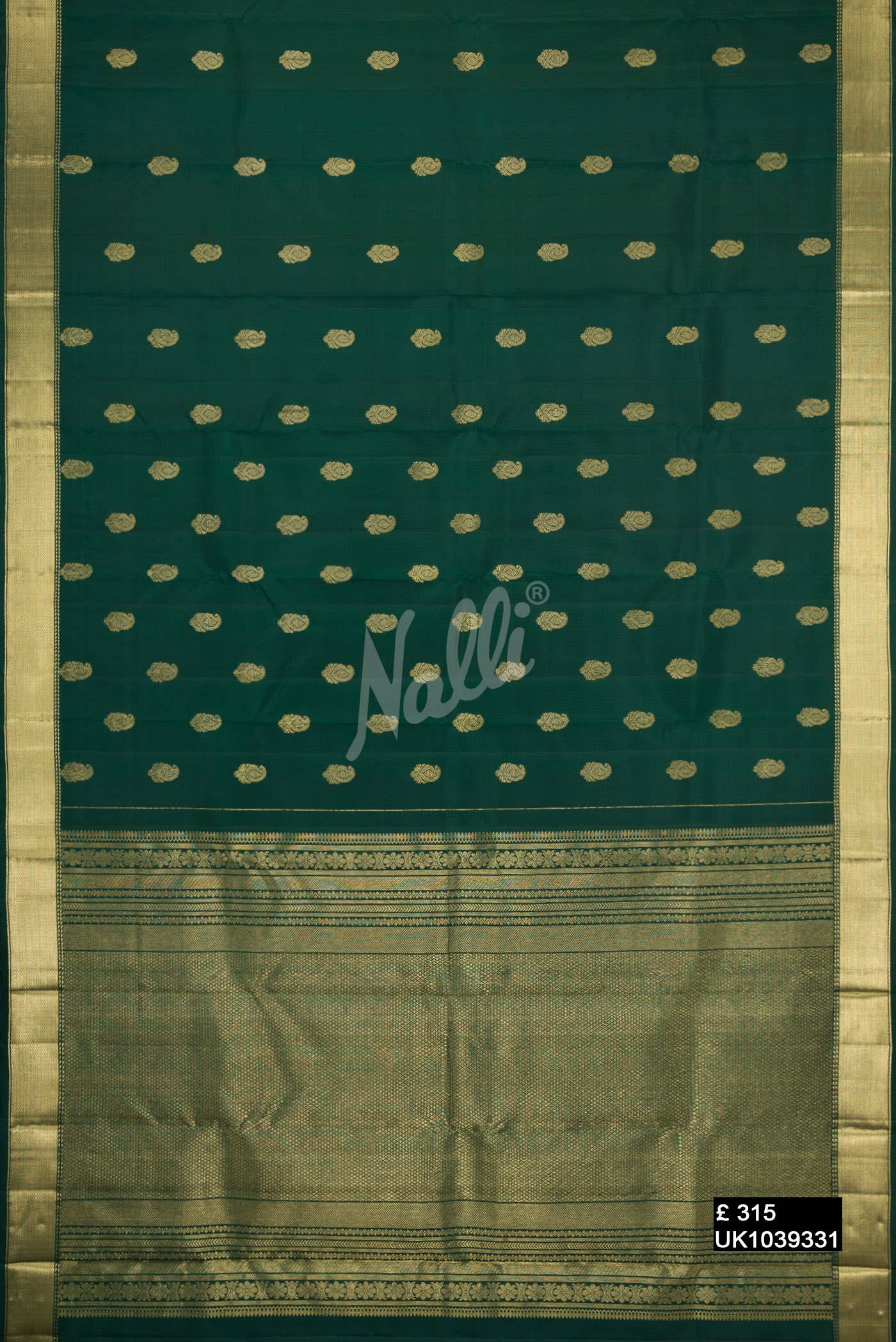 Bottle Green Kanchipuram Silk Saree