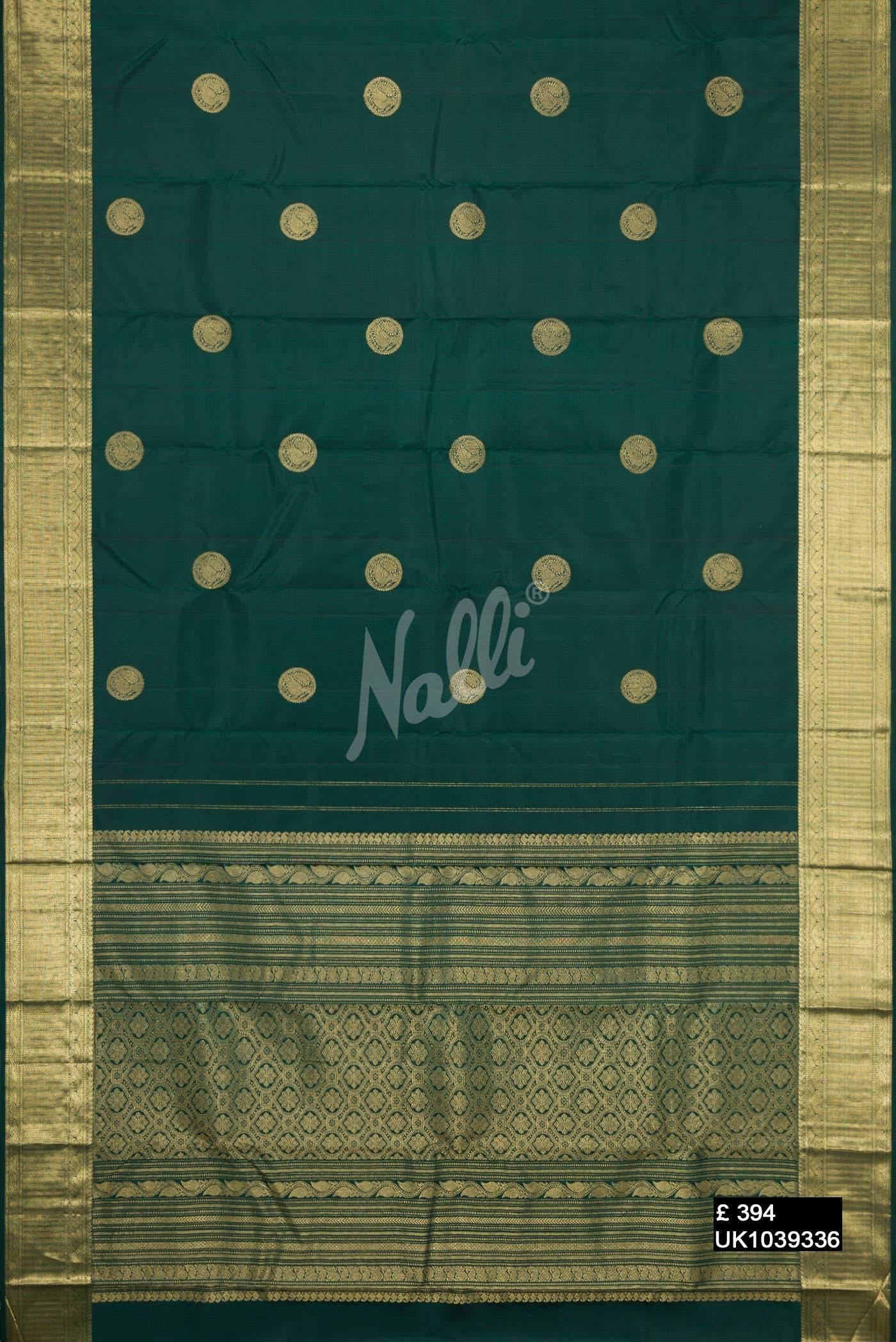 Bottle Green Kanchipuram Silk Saree