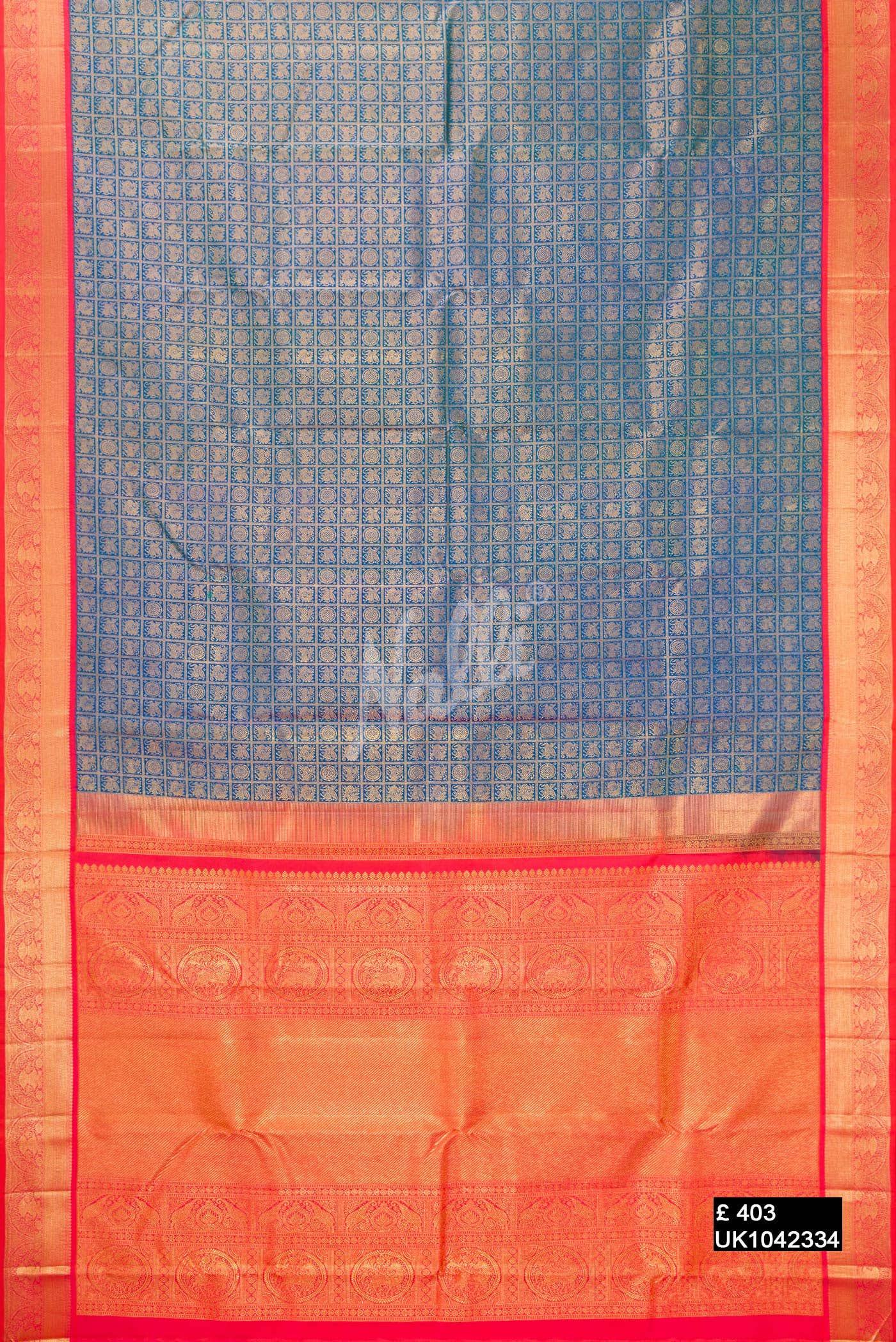 Peacock Blue Kanchipuram Silk Saree