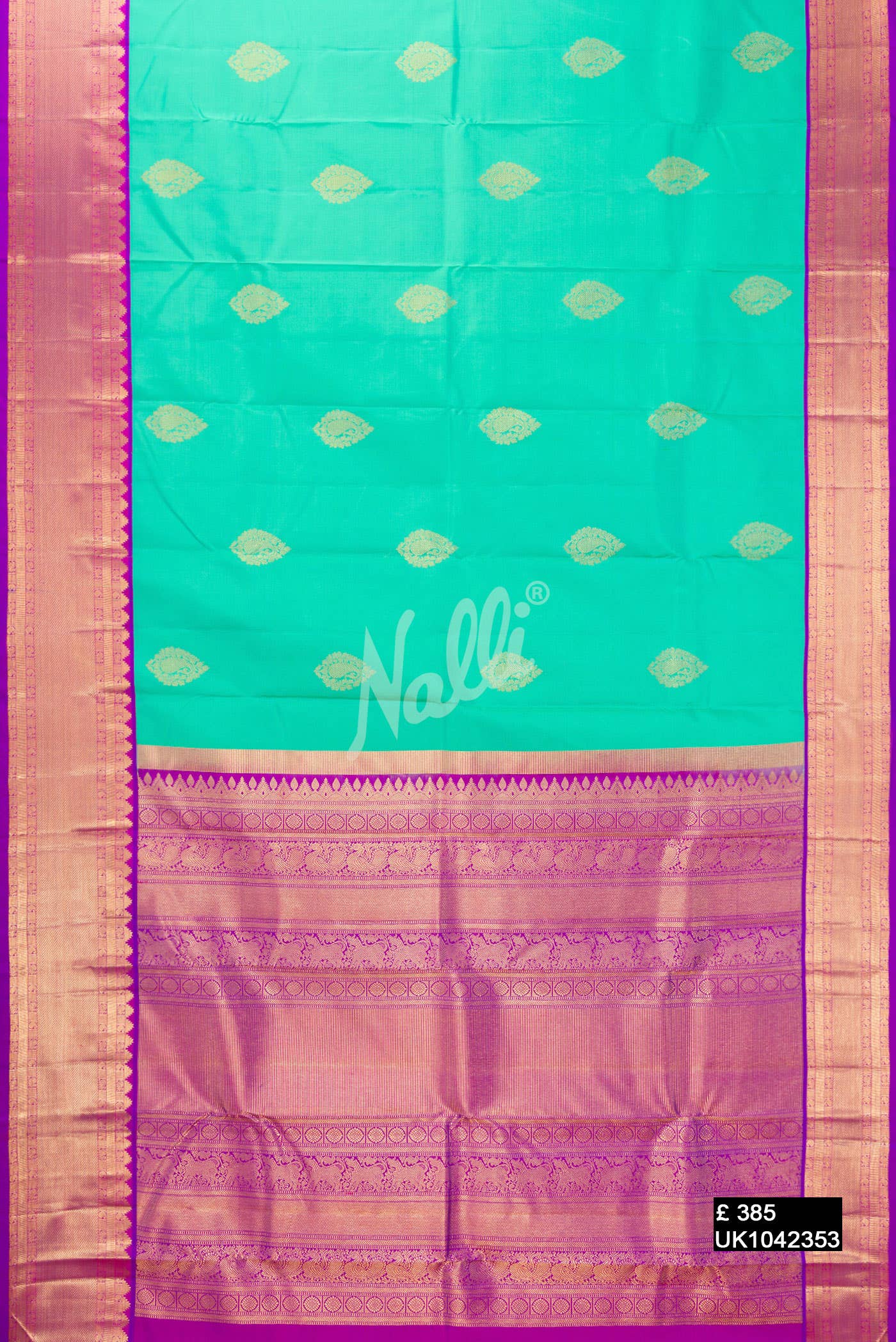Sea Green Kanchipuram Silk Saree