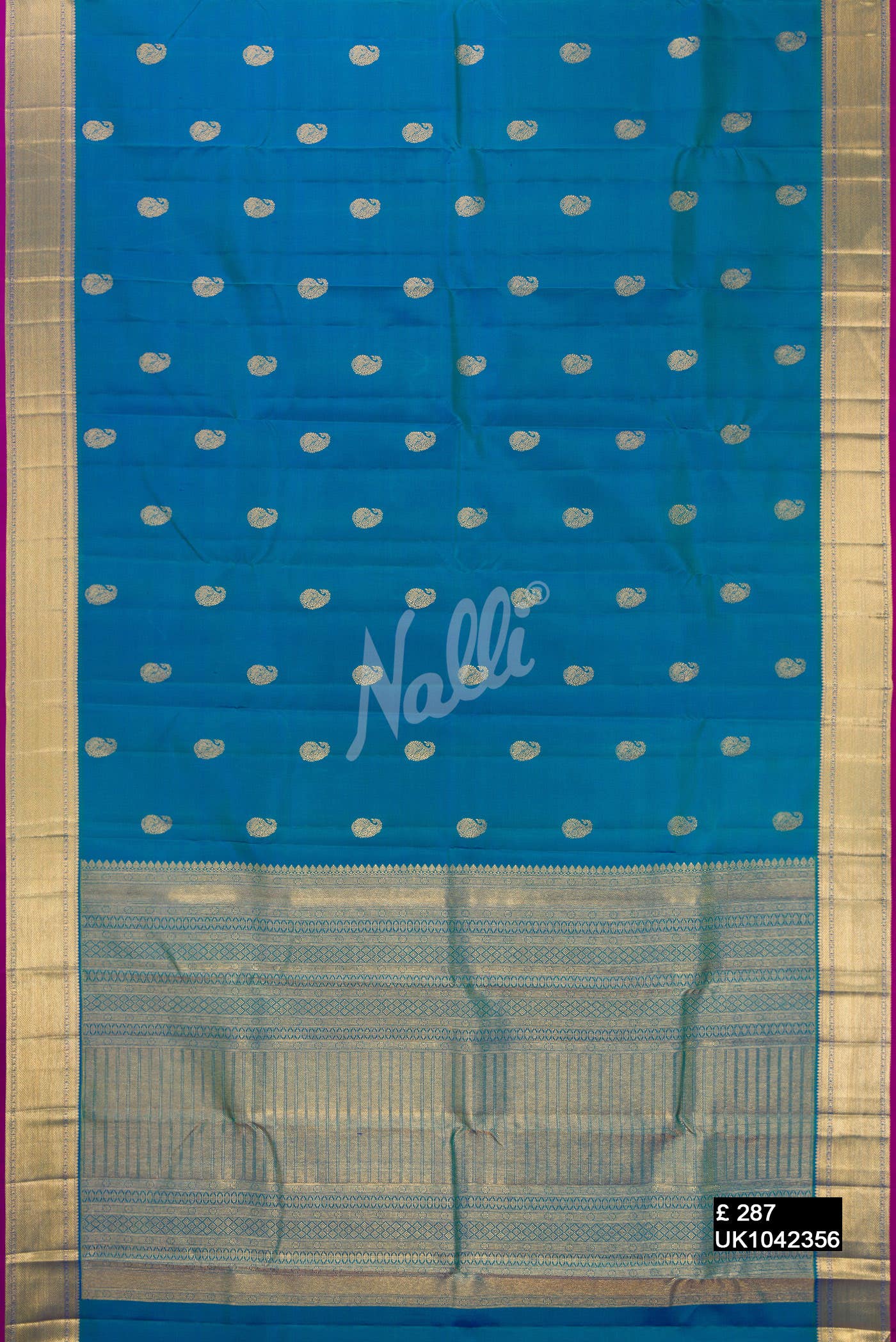 Peacock Blue Kanchipuram Silk Saree