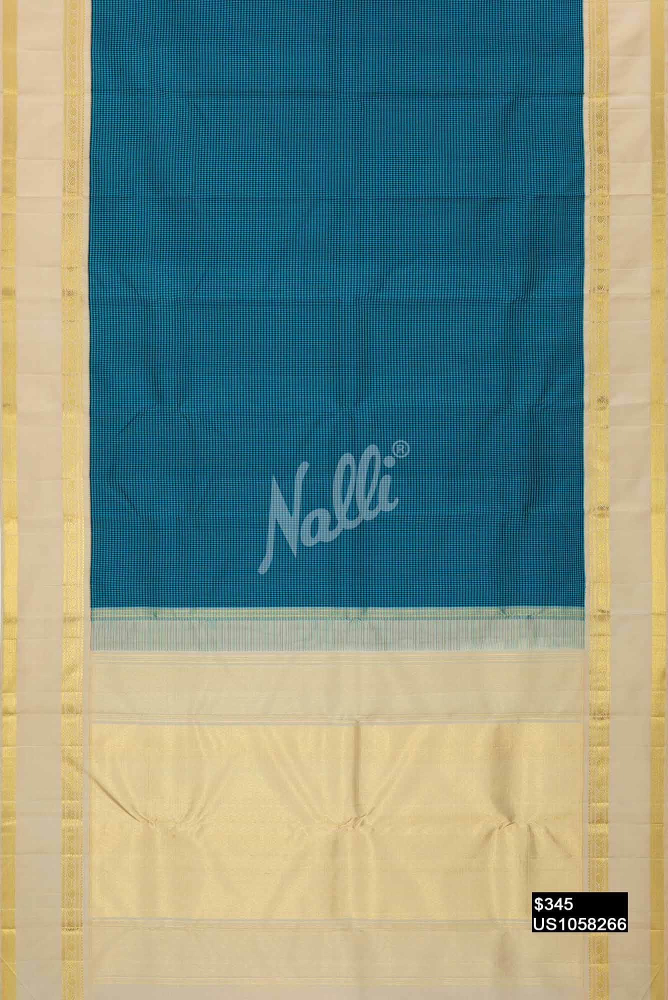 Blue and Black Kanchipuram Silk Saree
