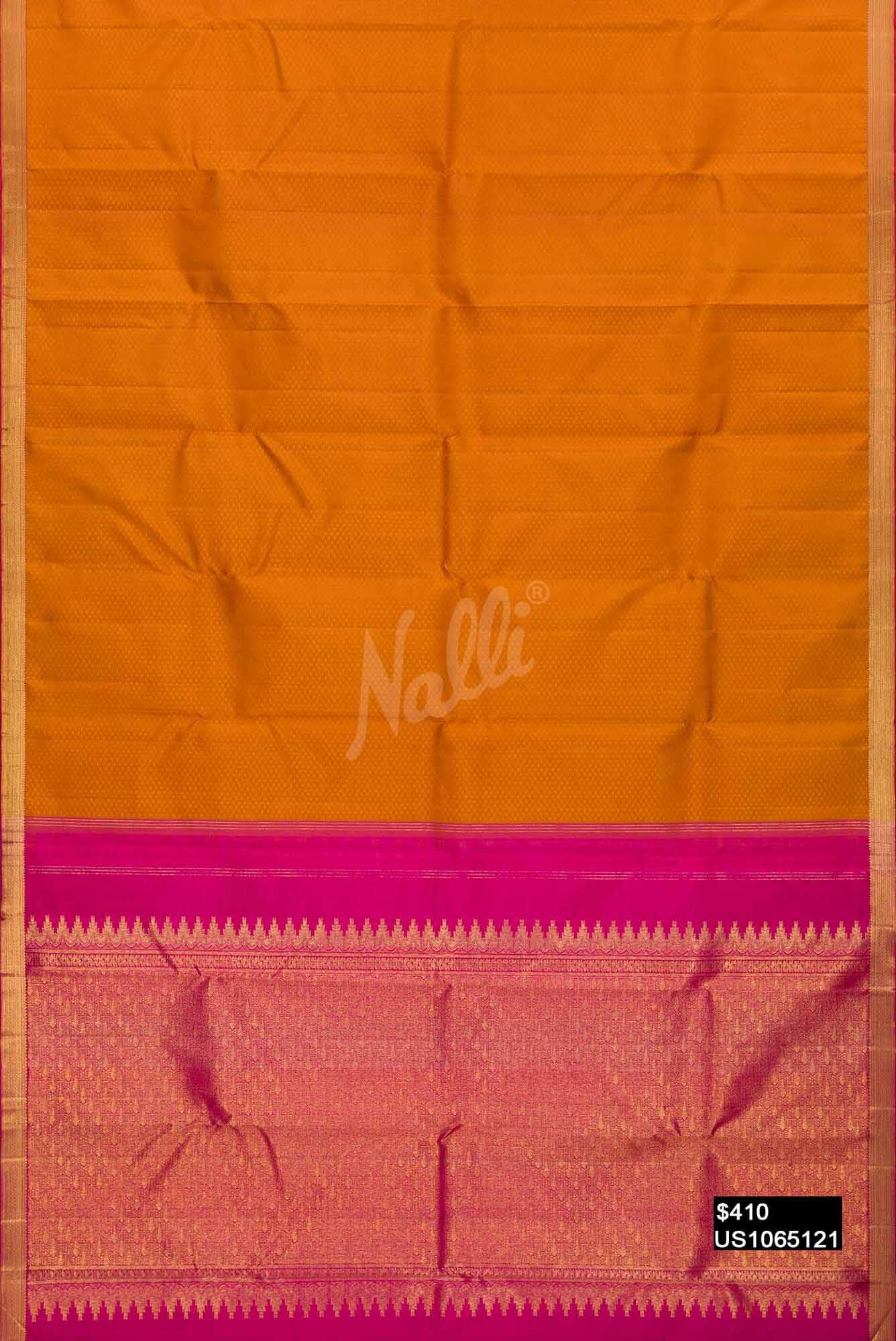 Mustard Kanchipuram Silk Saree
