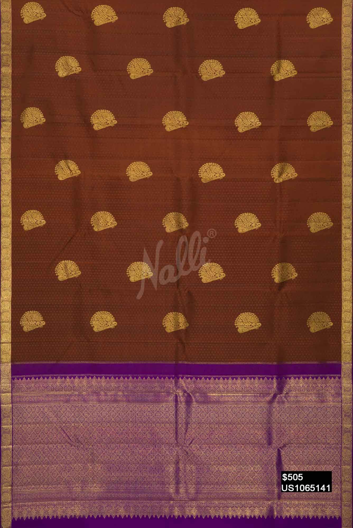 Brown Kanchipuram Silk Saree