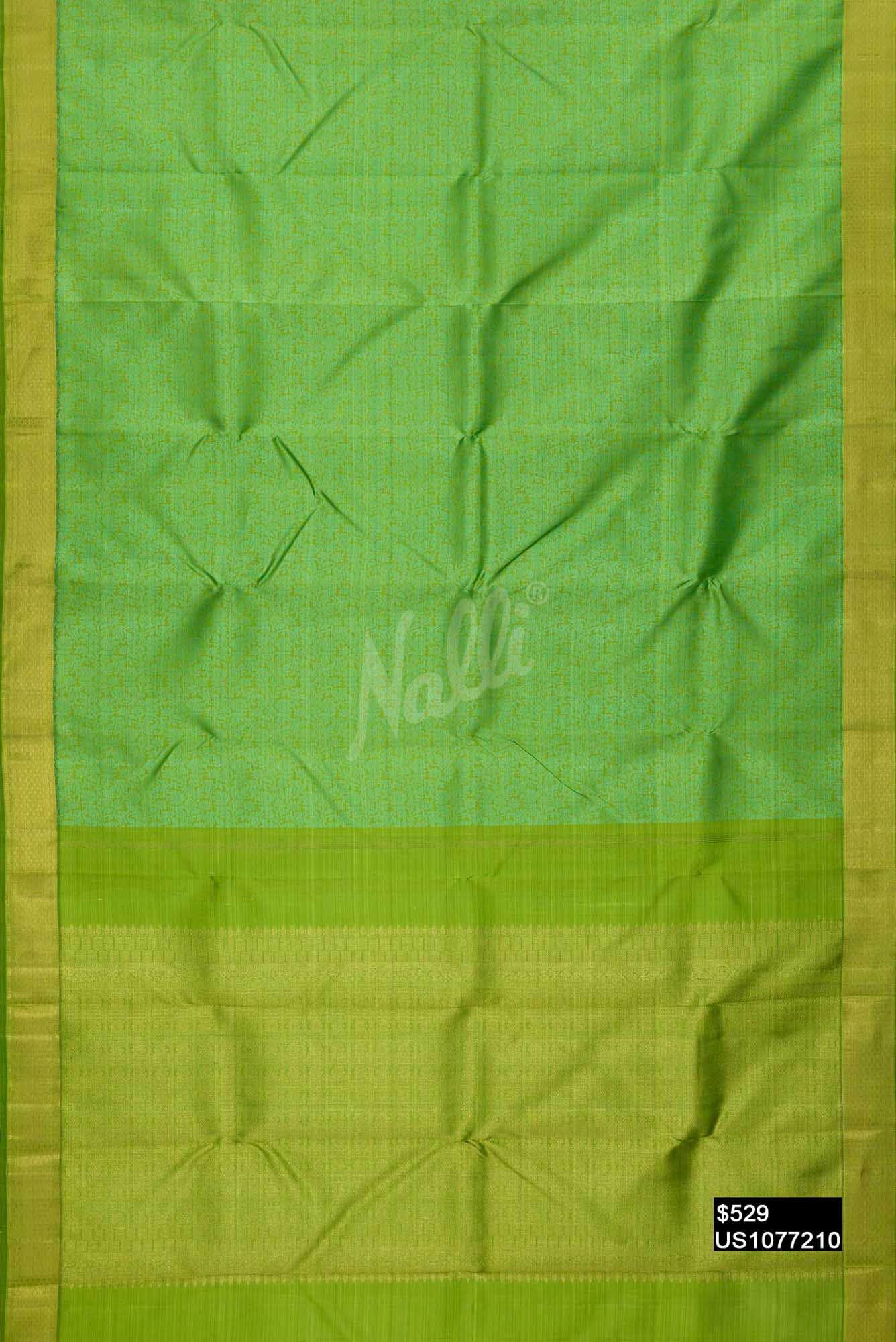 Green with Yellow Dual Tone Kanchipuram Silk Saree