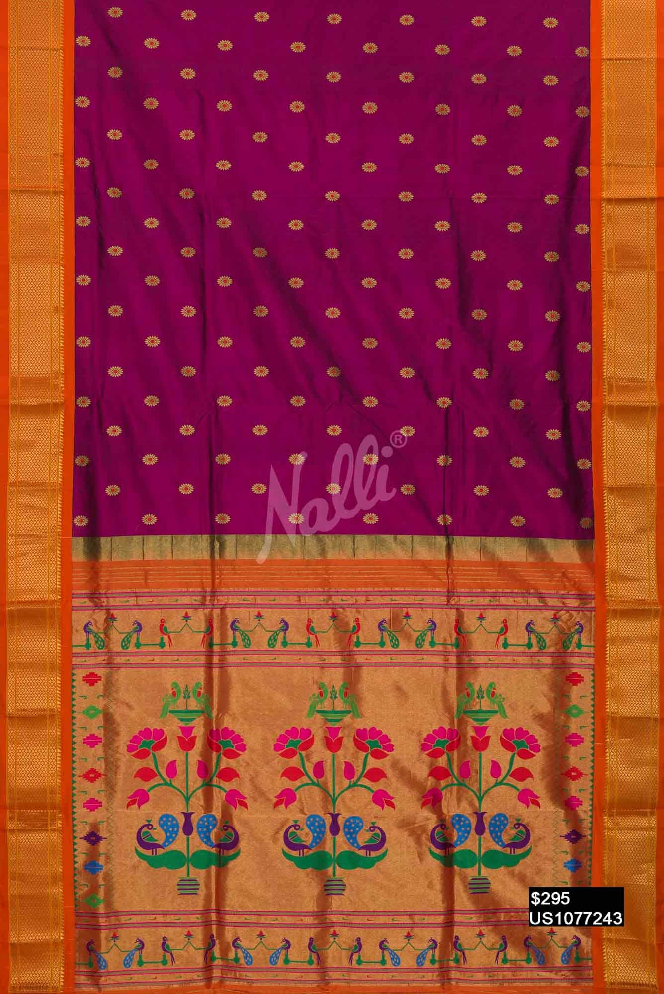 Pink with Black Dual Tone Paithani Silk Saree