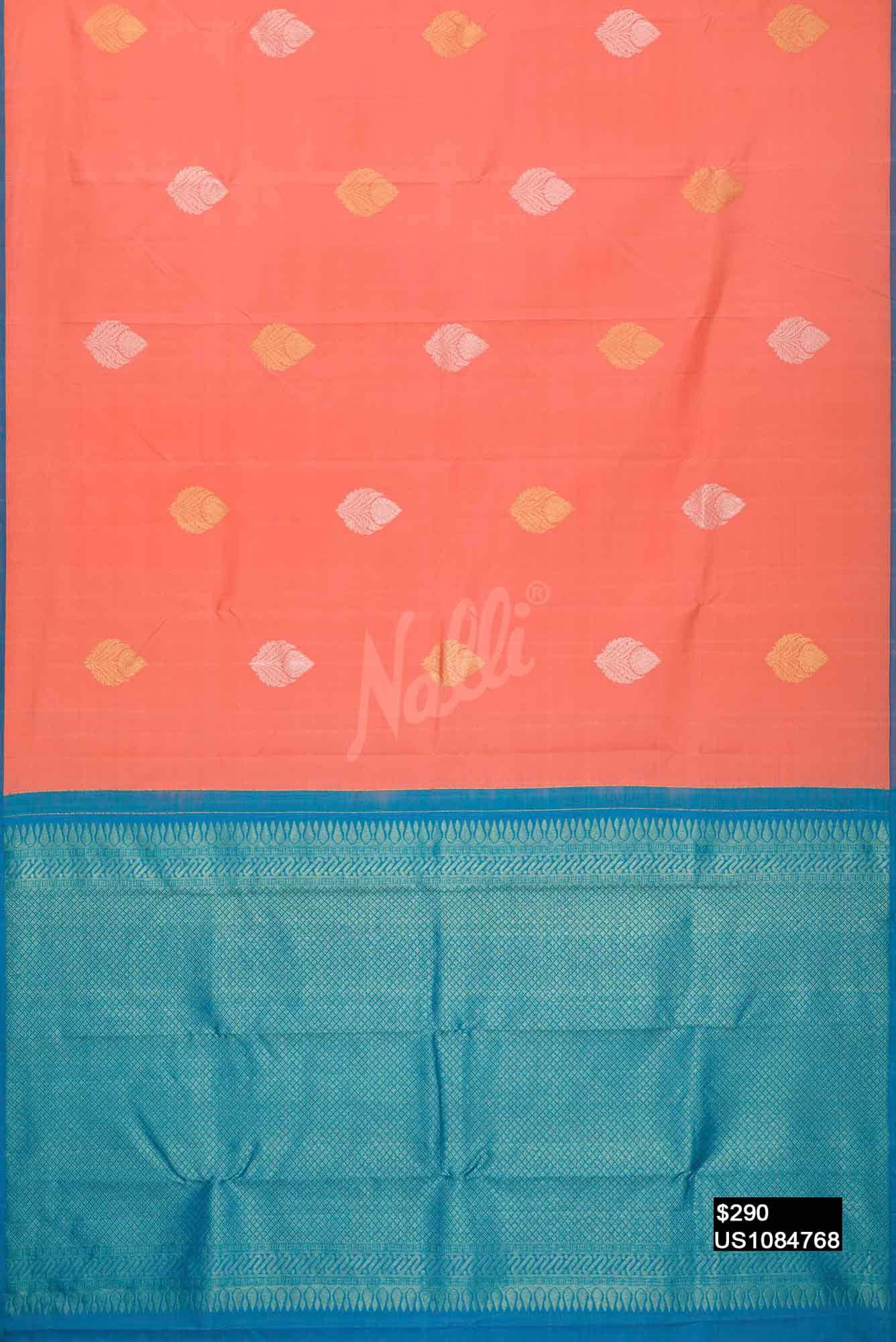 Peach Kanchipuram Silk Saree