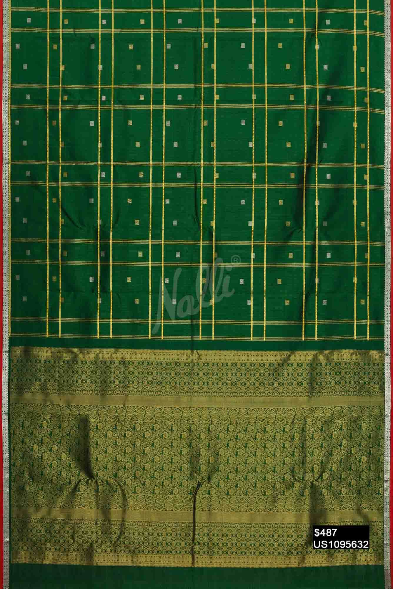 Green with Black Dual Tone Kanchipuram Silk Saree