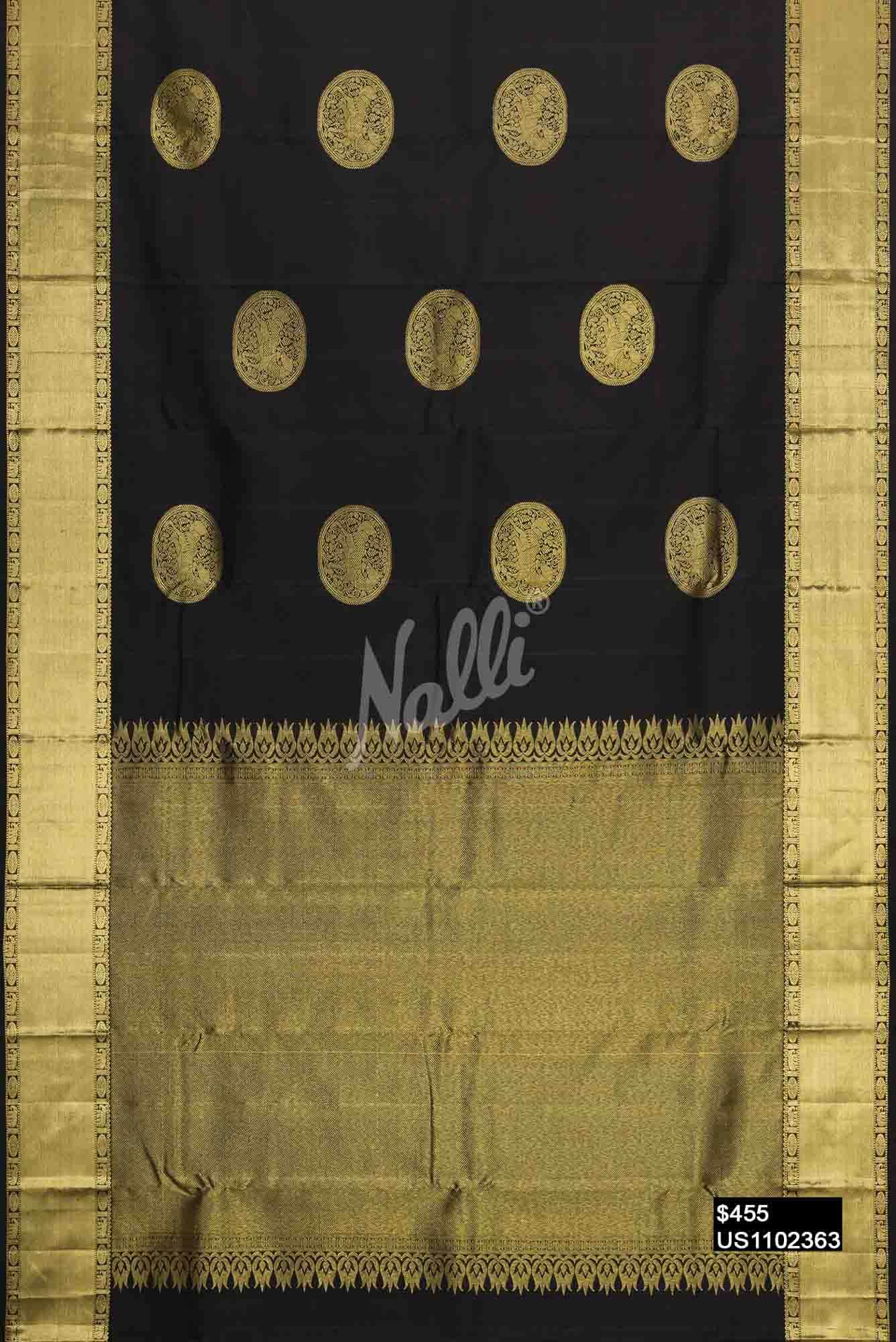 Black Kanchipuram Silk Saree