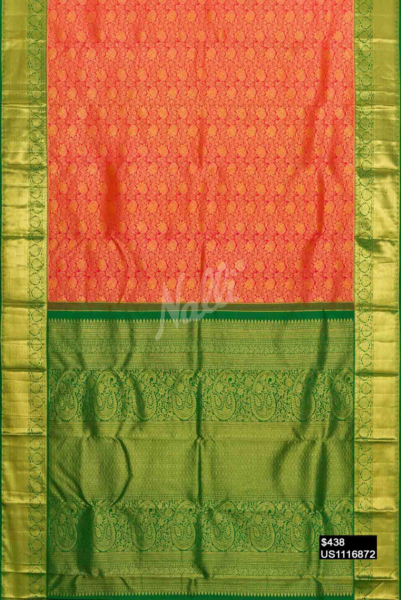 Orange Kanchipuram Silk Saree
