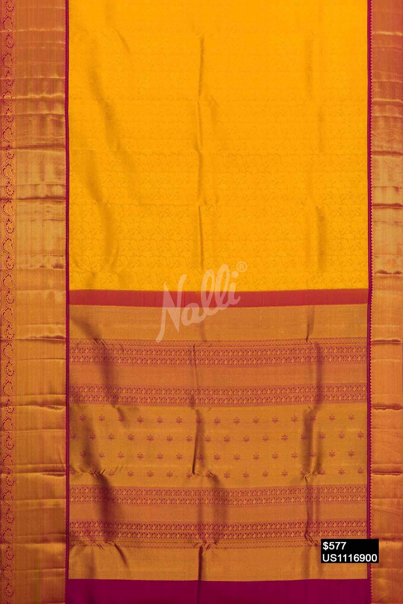 Yellow Kanchipuram Silk Saree