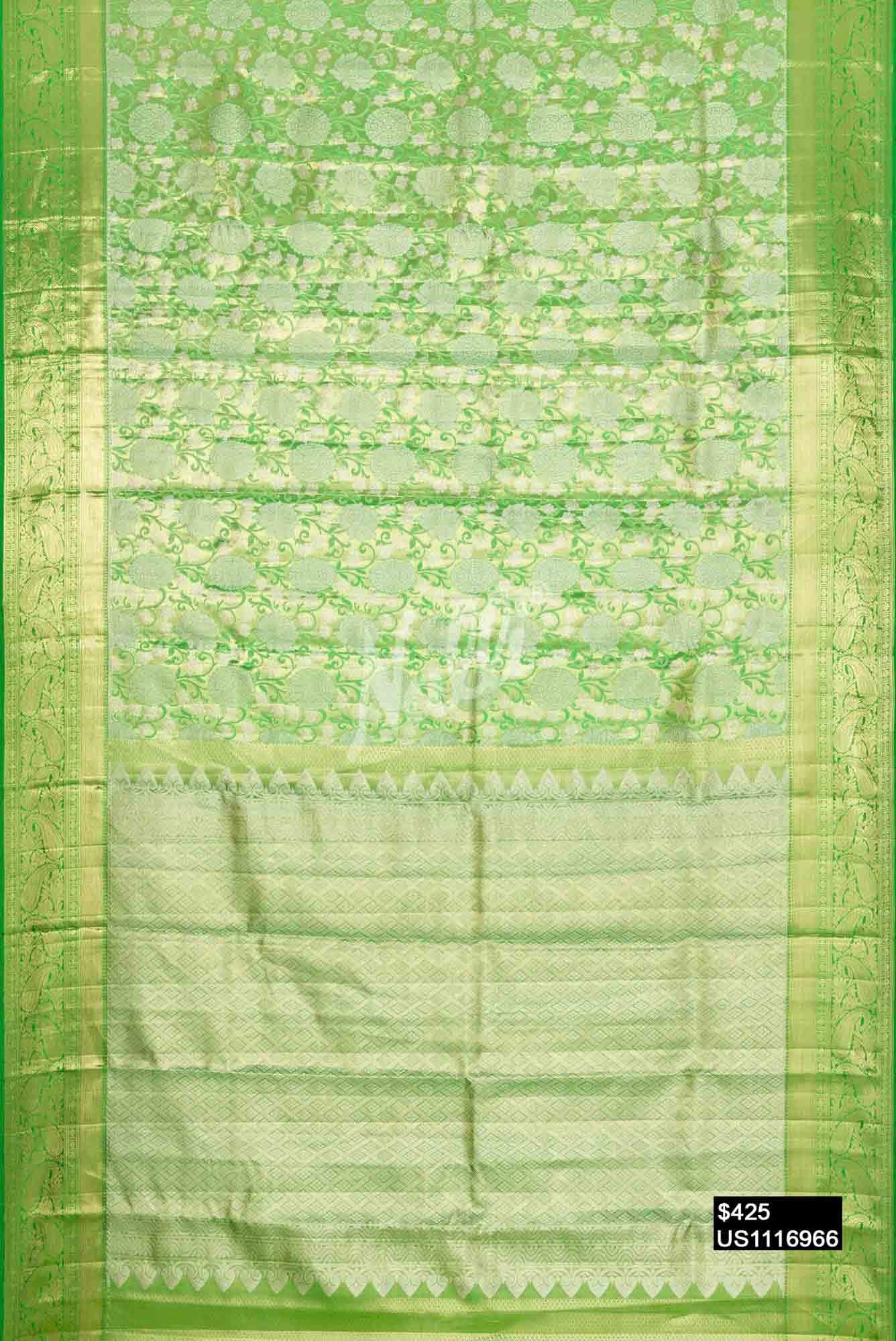 Parrot Green Kanchipuram Tissue Silk Saree