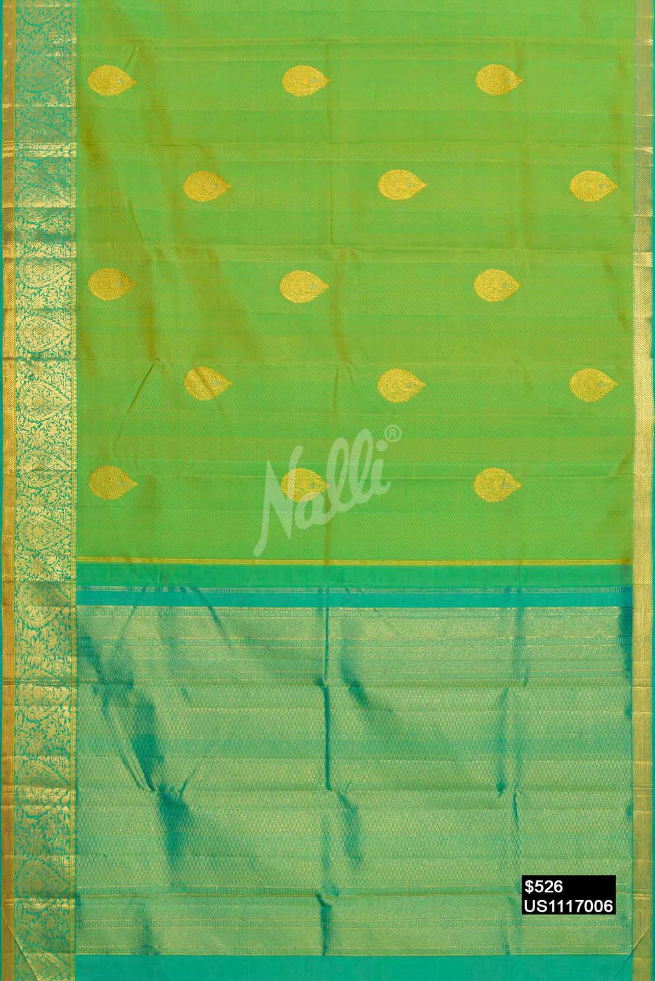 Parrot Green Kanchipuram Silk Saree