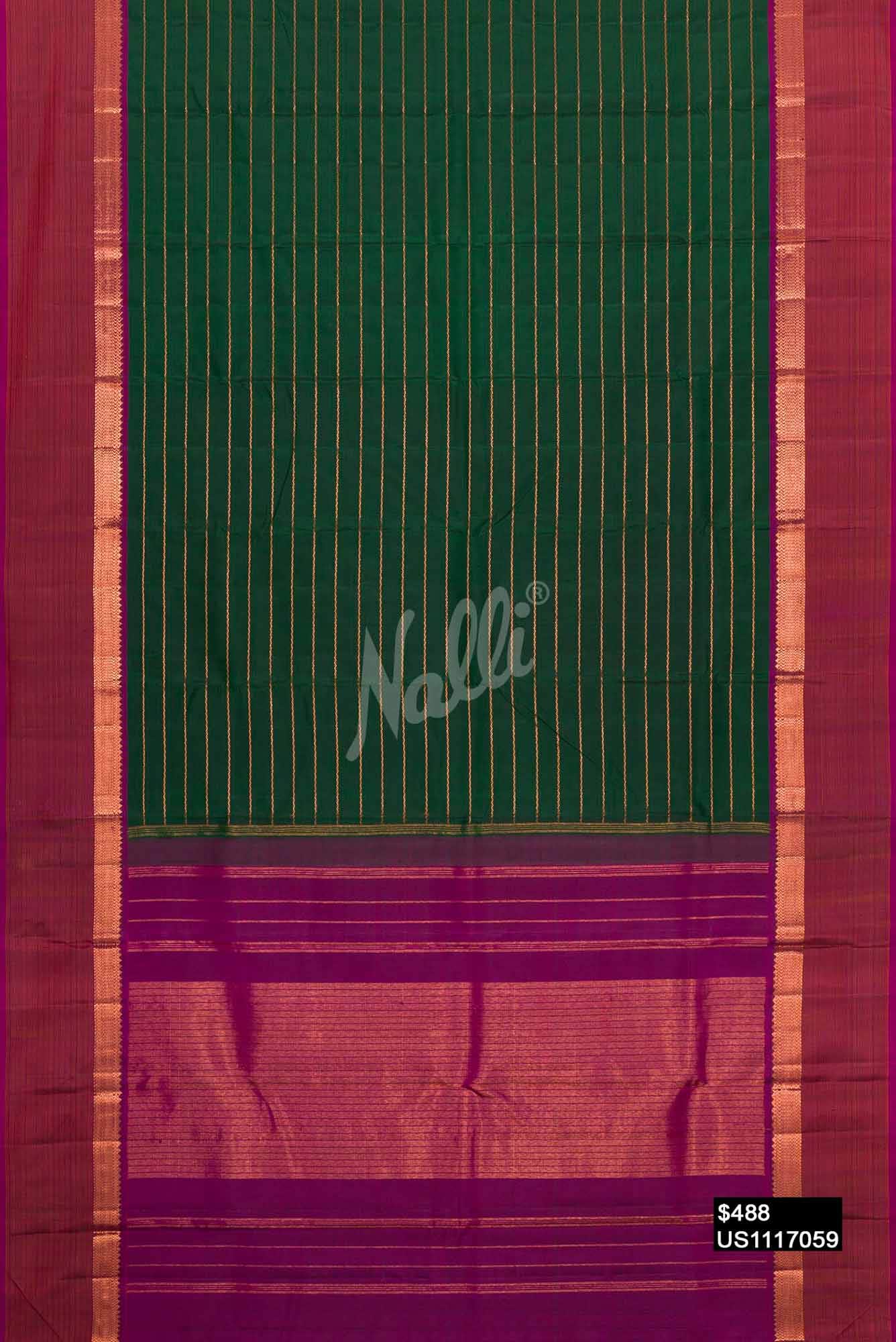 Bottle Green Kanchipuram Silk Saree
