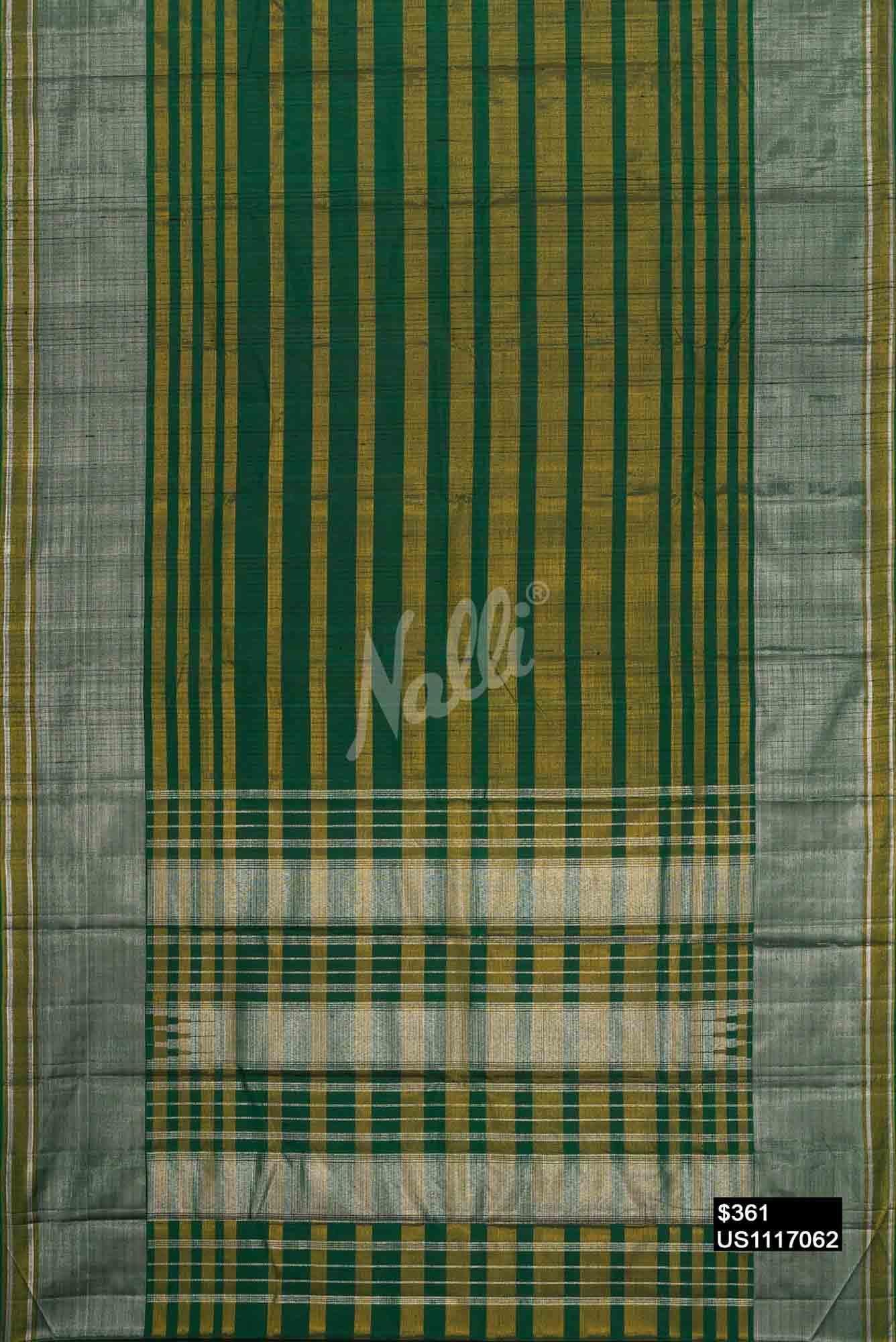 Bottle Green Kanchipuram Silk Saree