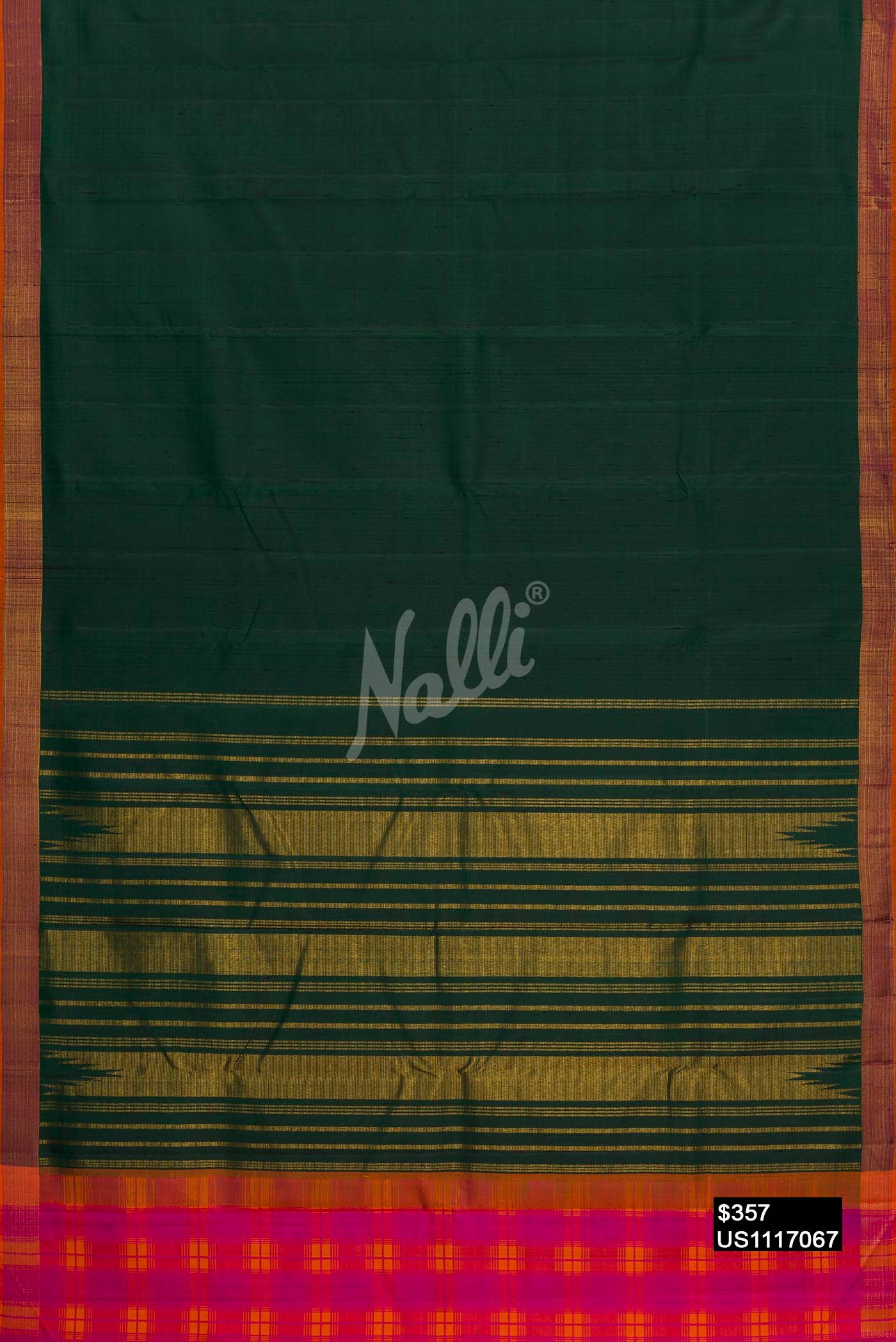 Bottle Green Kanchipuram Silk Saree
