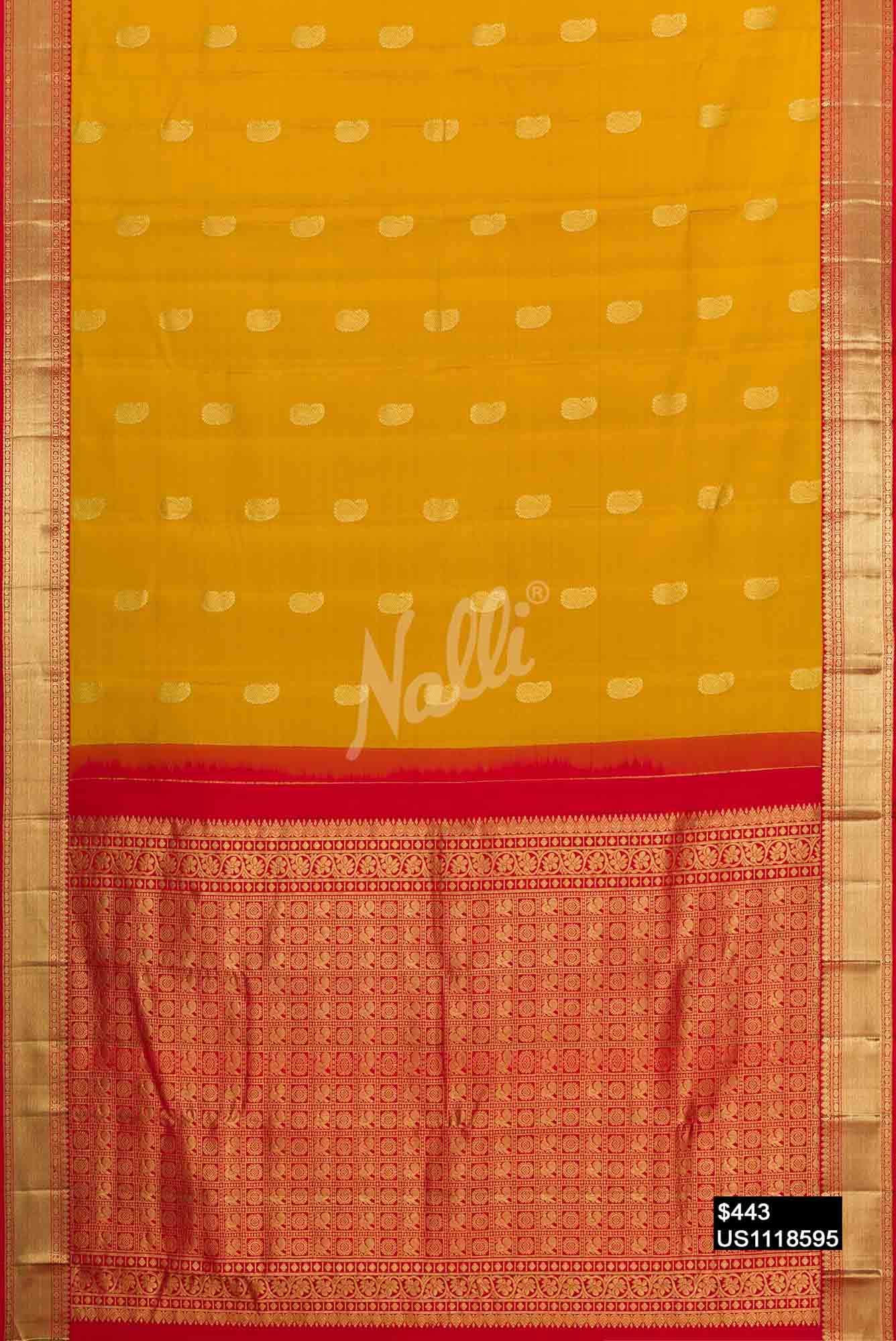 Yellow Kanchipuram Silk Saree