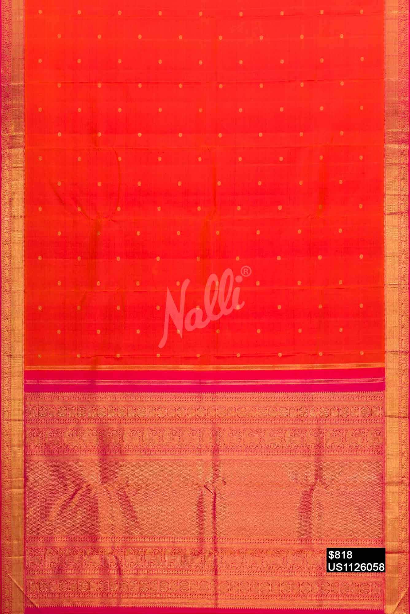 Orange Kanchipuram Silk Saree