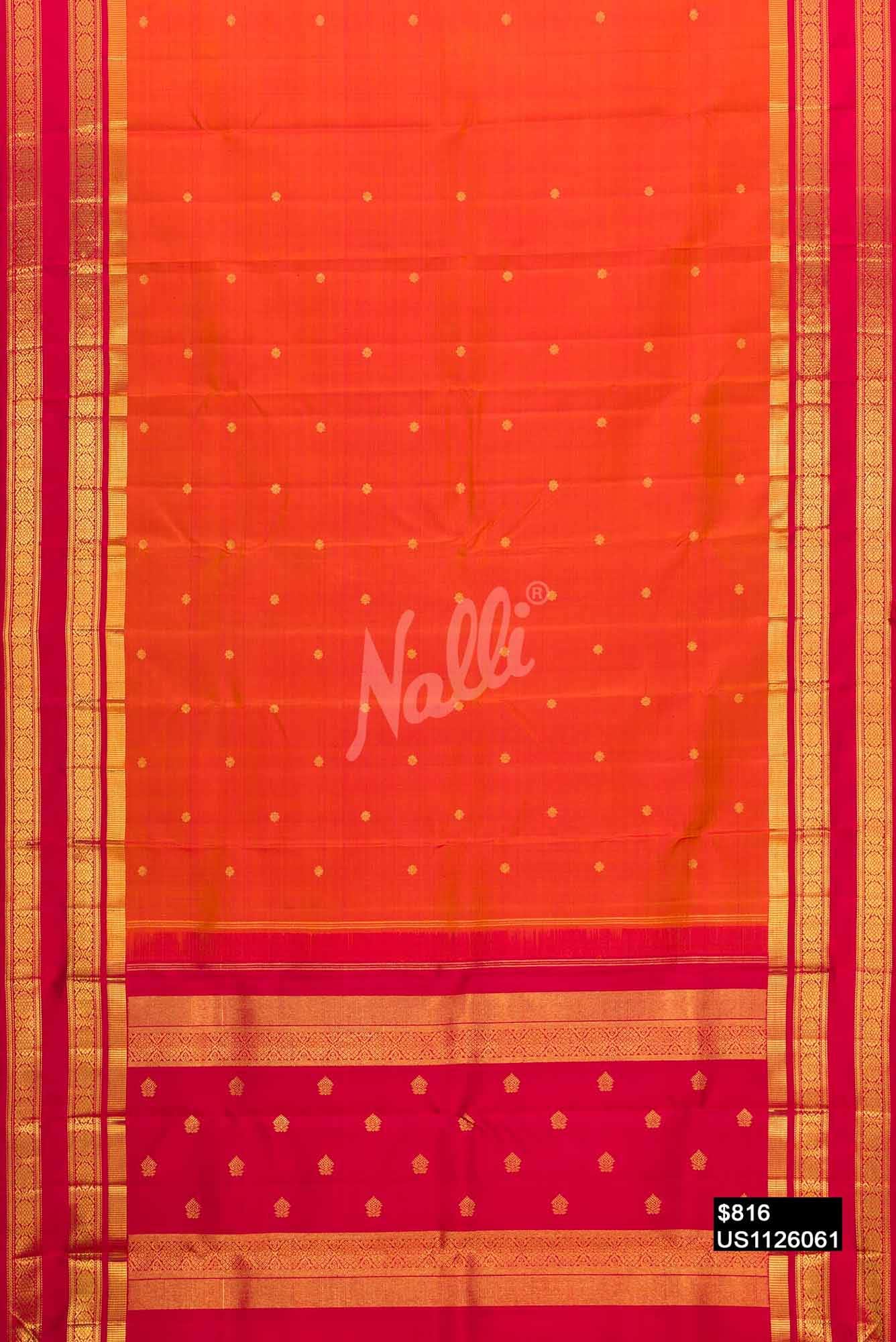 Orange Kanchipuram Silk Saree