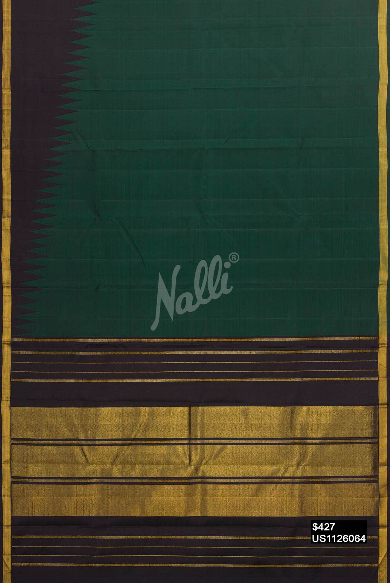 Bottle Green Kanchipuram Silk Saree