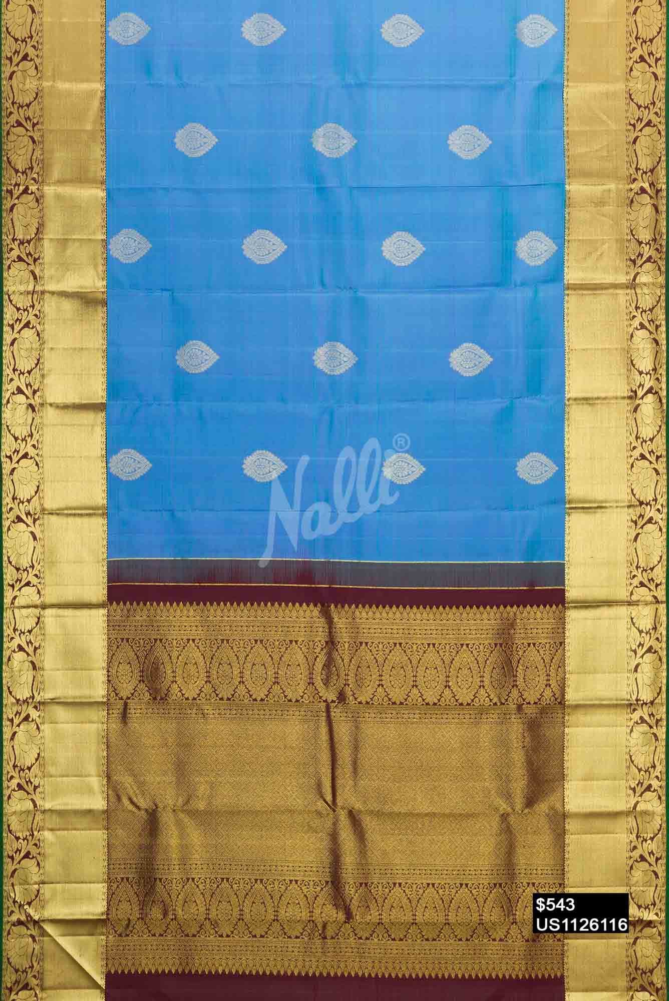 Sky Blue Kanchipuram Silk Saree