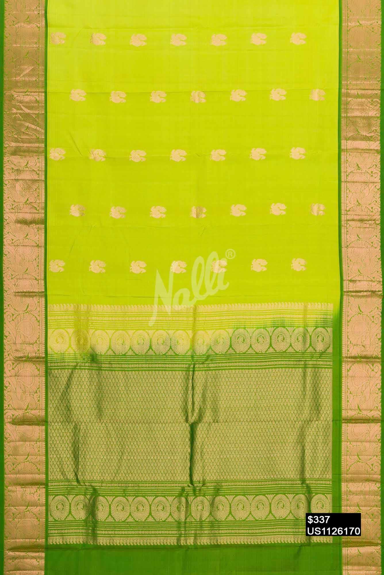 Parrot Green Kanchipuram Silk Saree