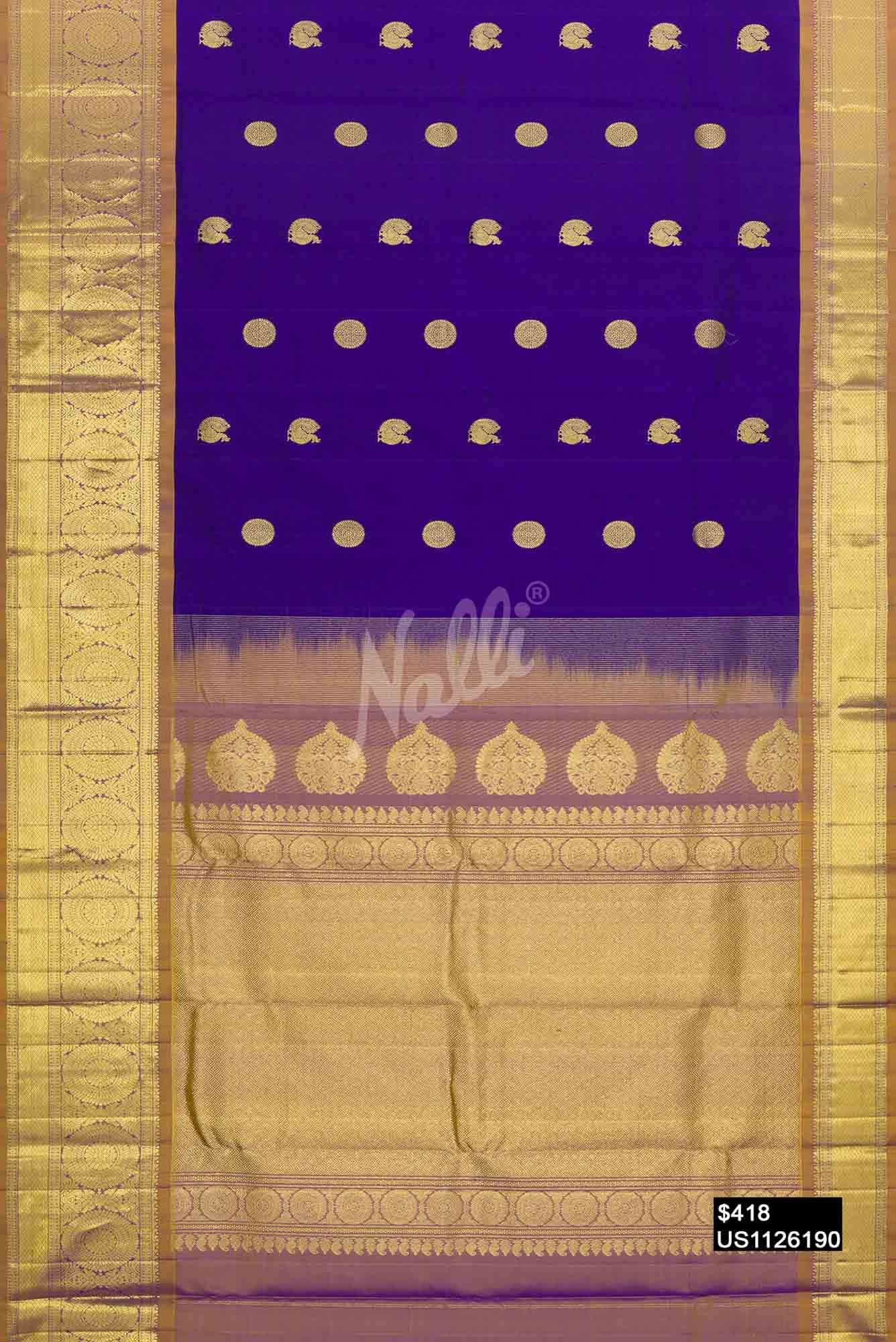 Navy Blue Kanchipuram Silk Saree
