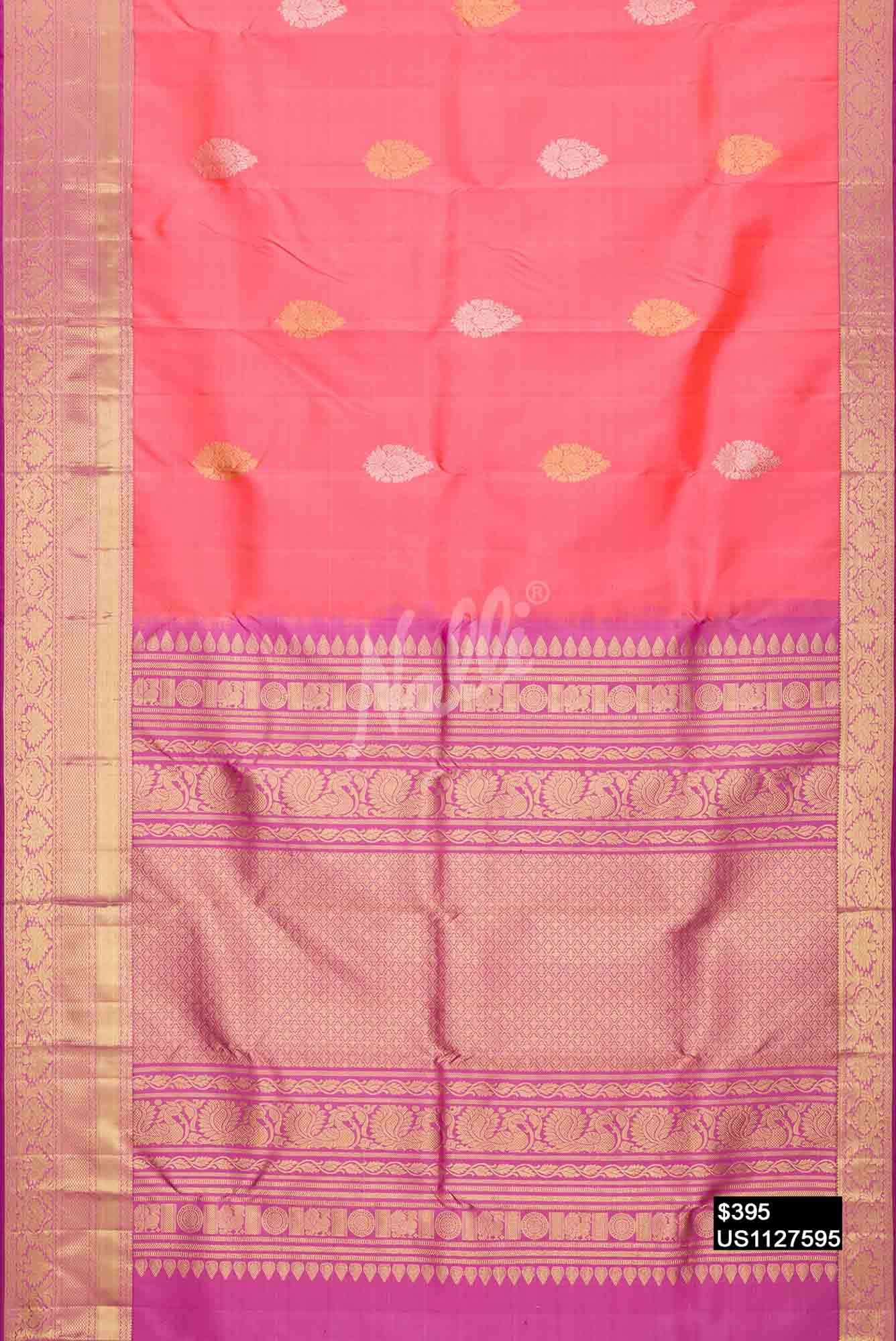 Peach Kanchipuram Silk Saree