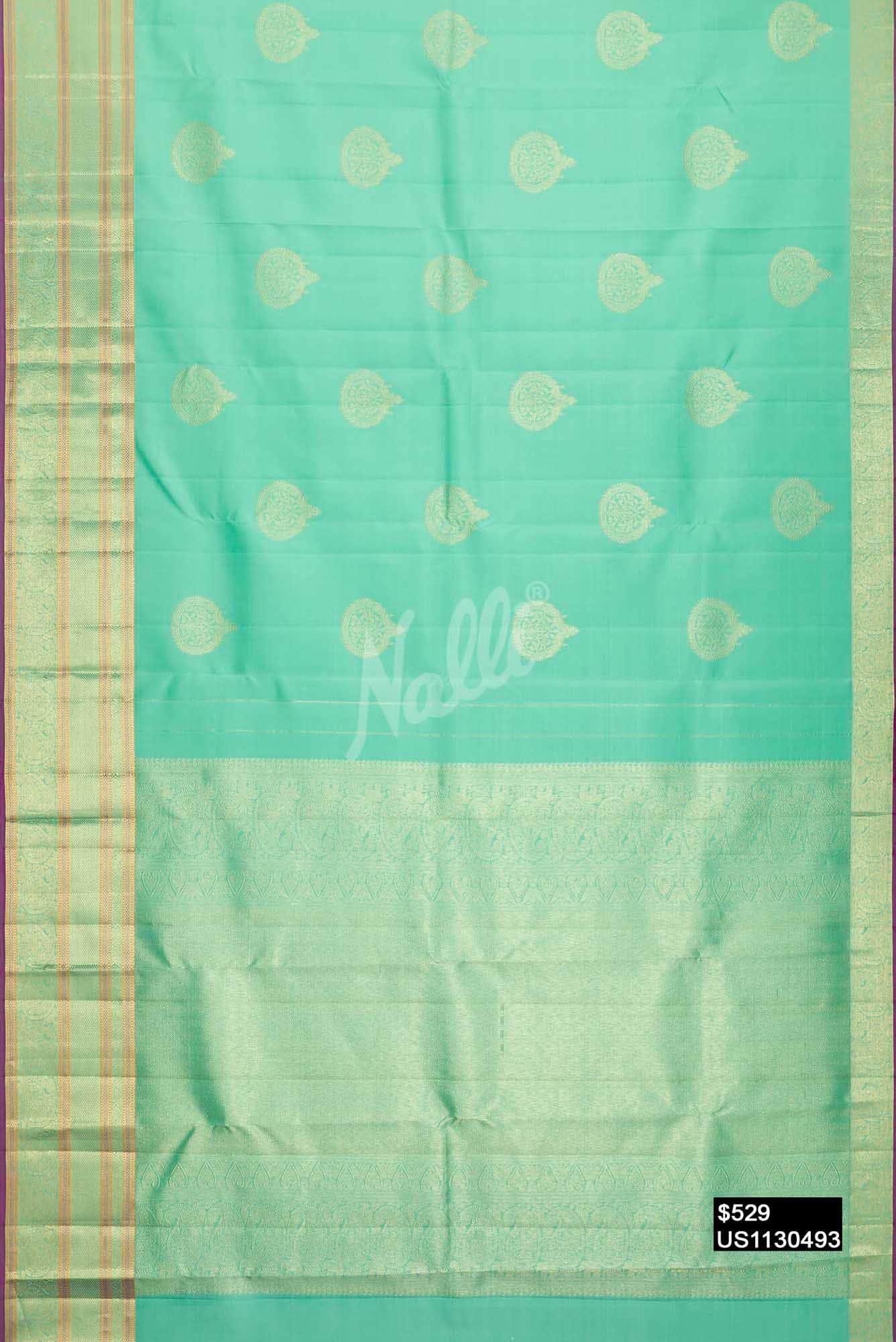 Sea Green Kanchipuram Silk Saree