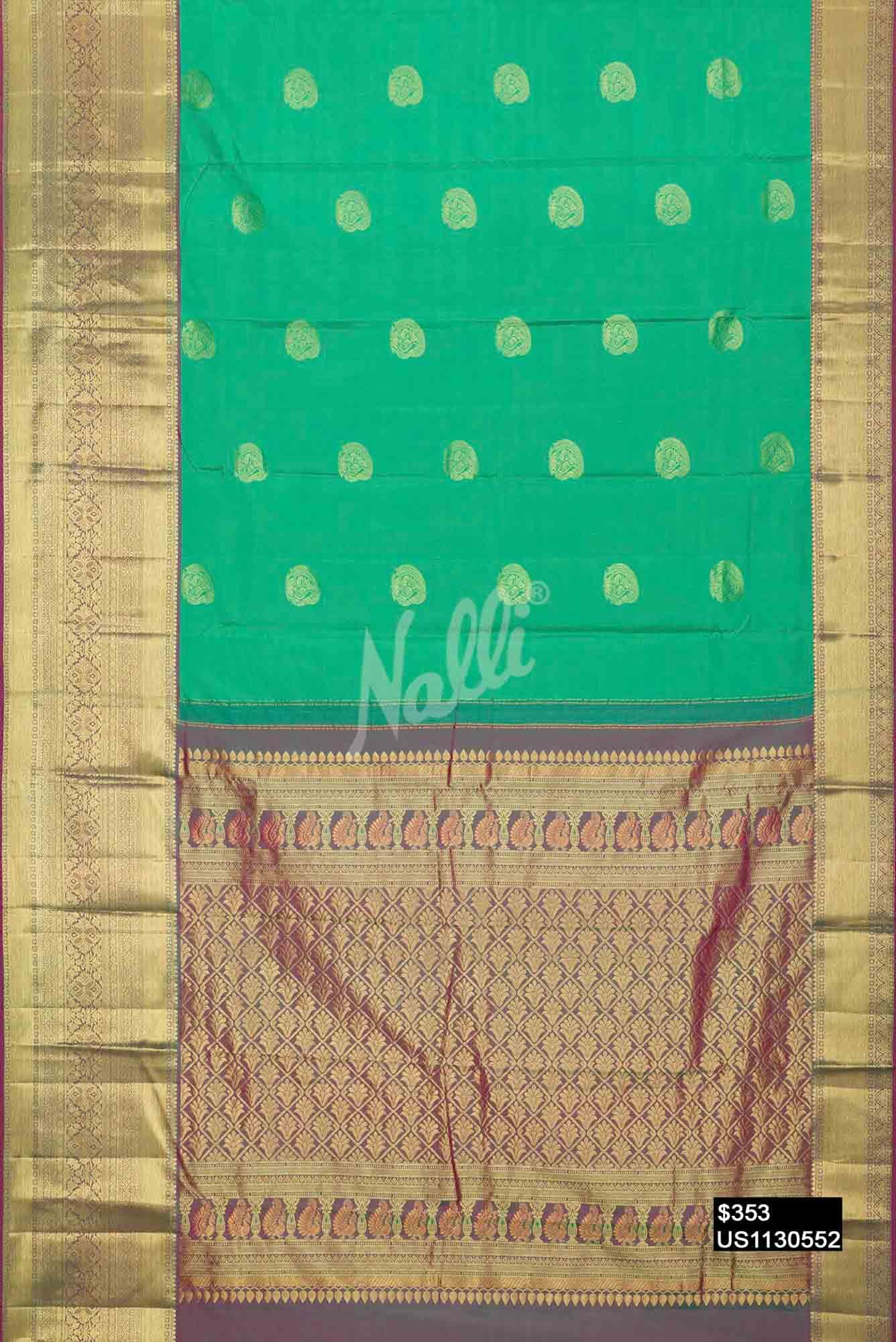Sea Green Kanchipuram Silk Saree