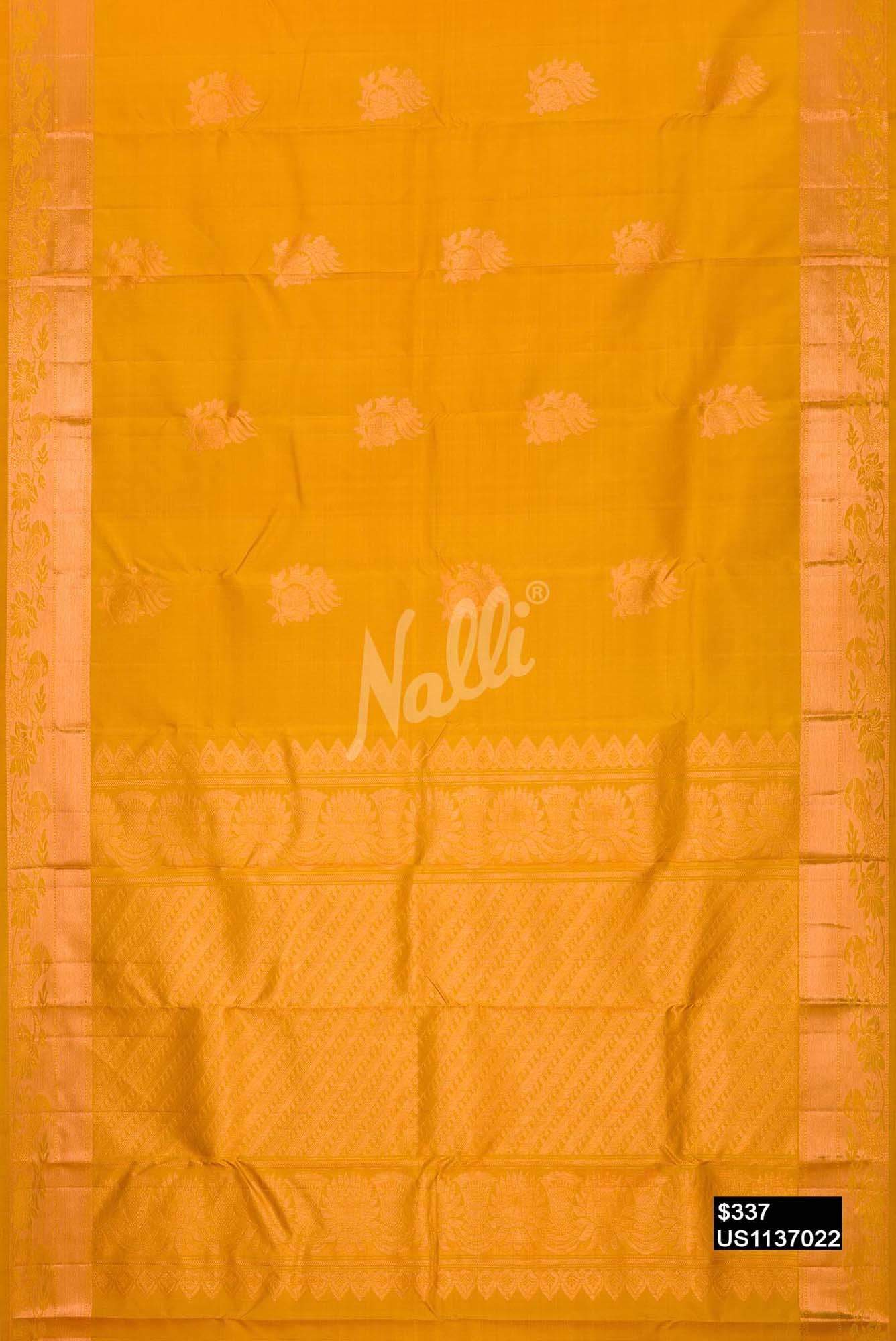 Mustard Kanchipuram Silk Saree