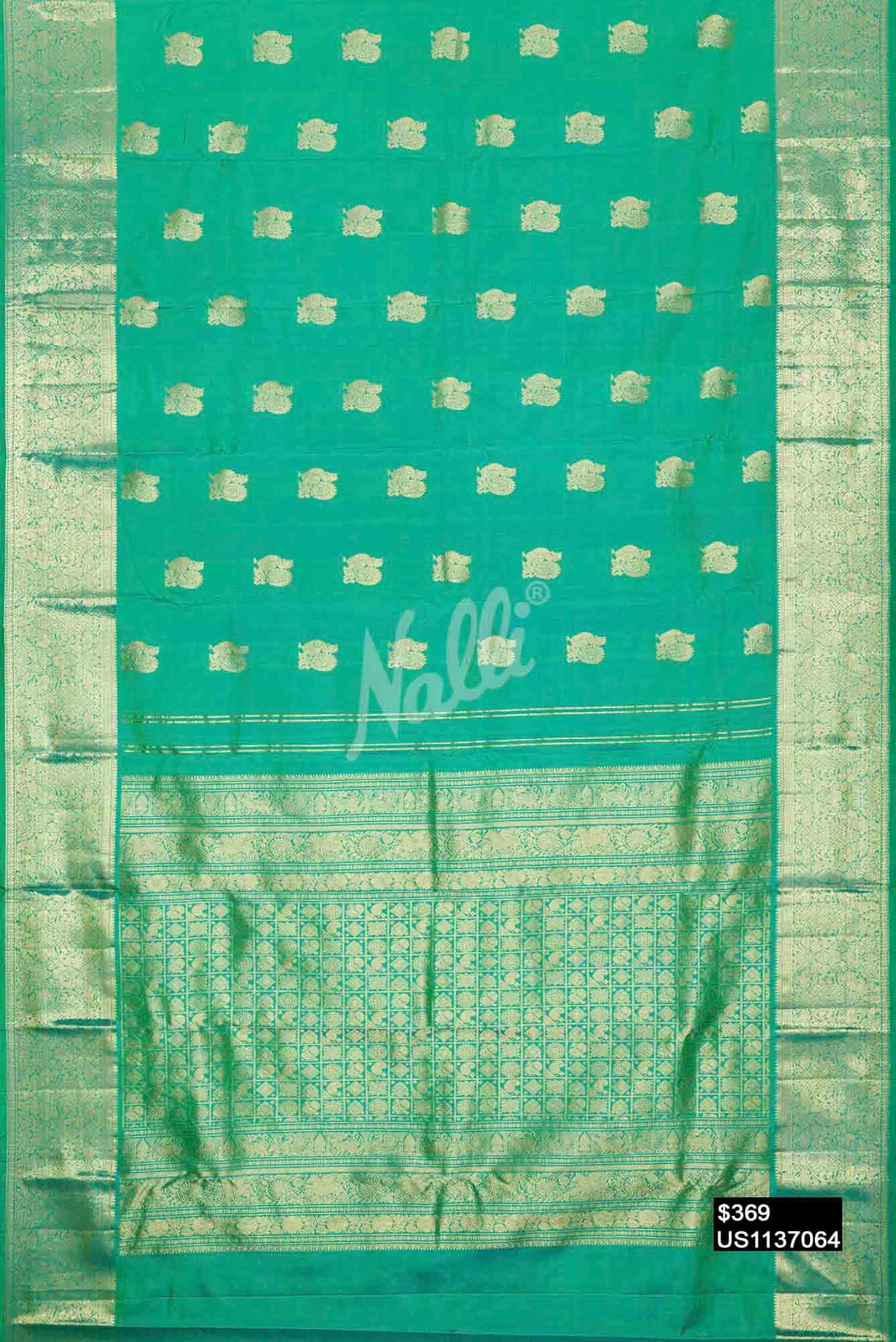 Sea Green Kanchipuram Silk Saree