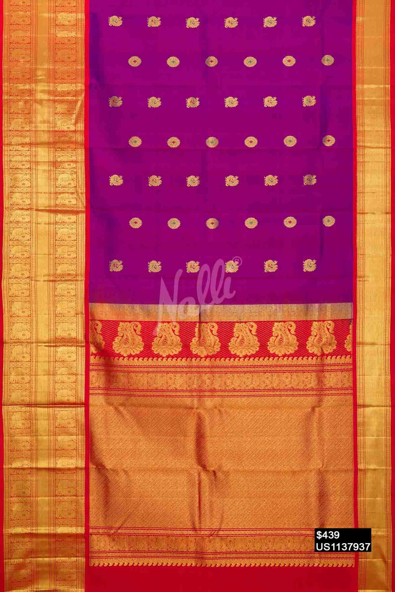 Purple Kanchipuram Silk Saree
