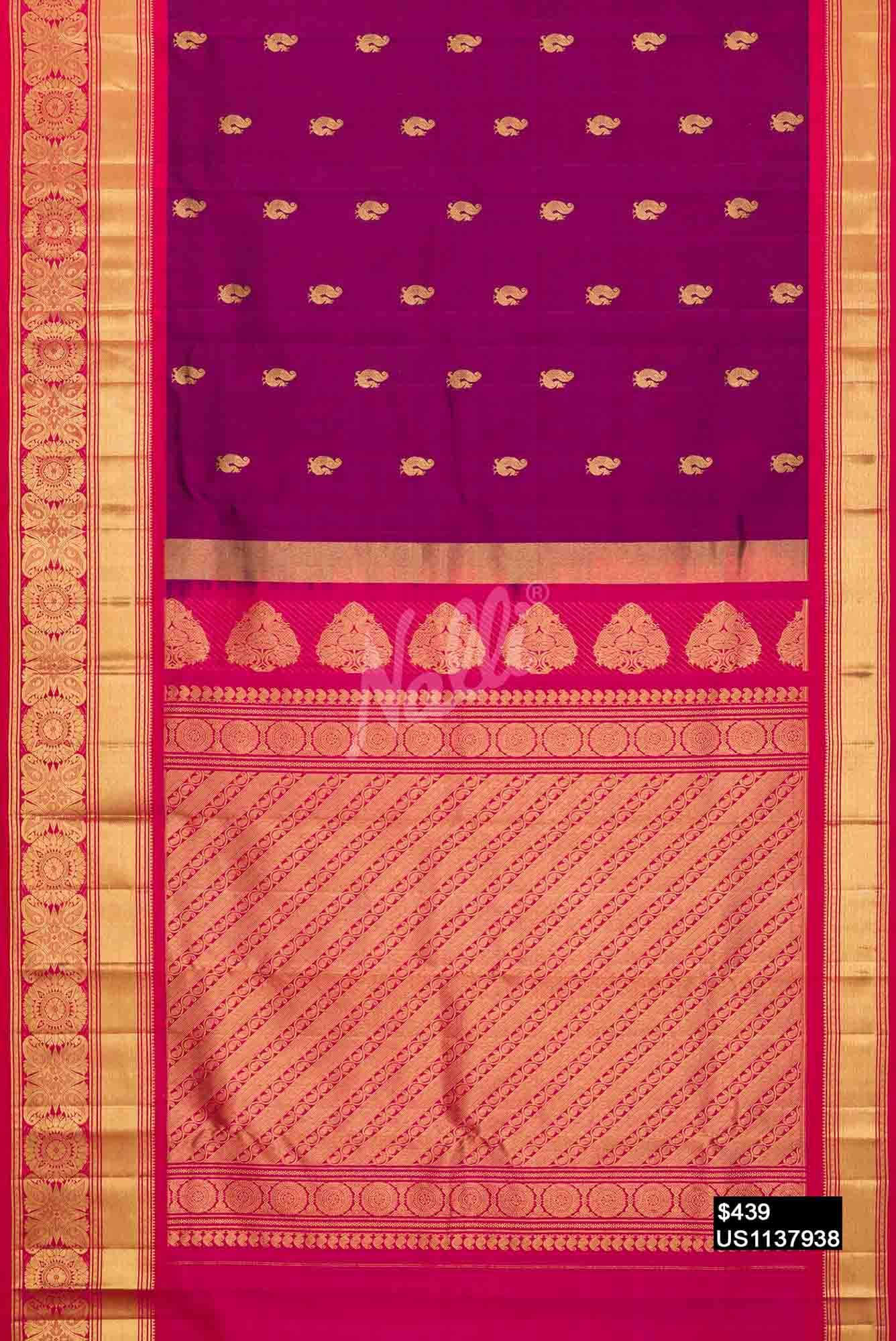 Purple Kanchipuram Silk Saree