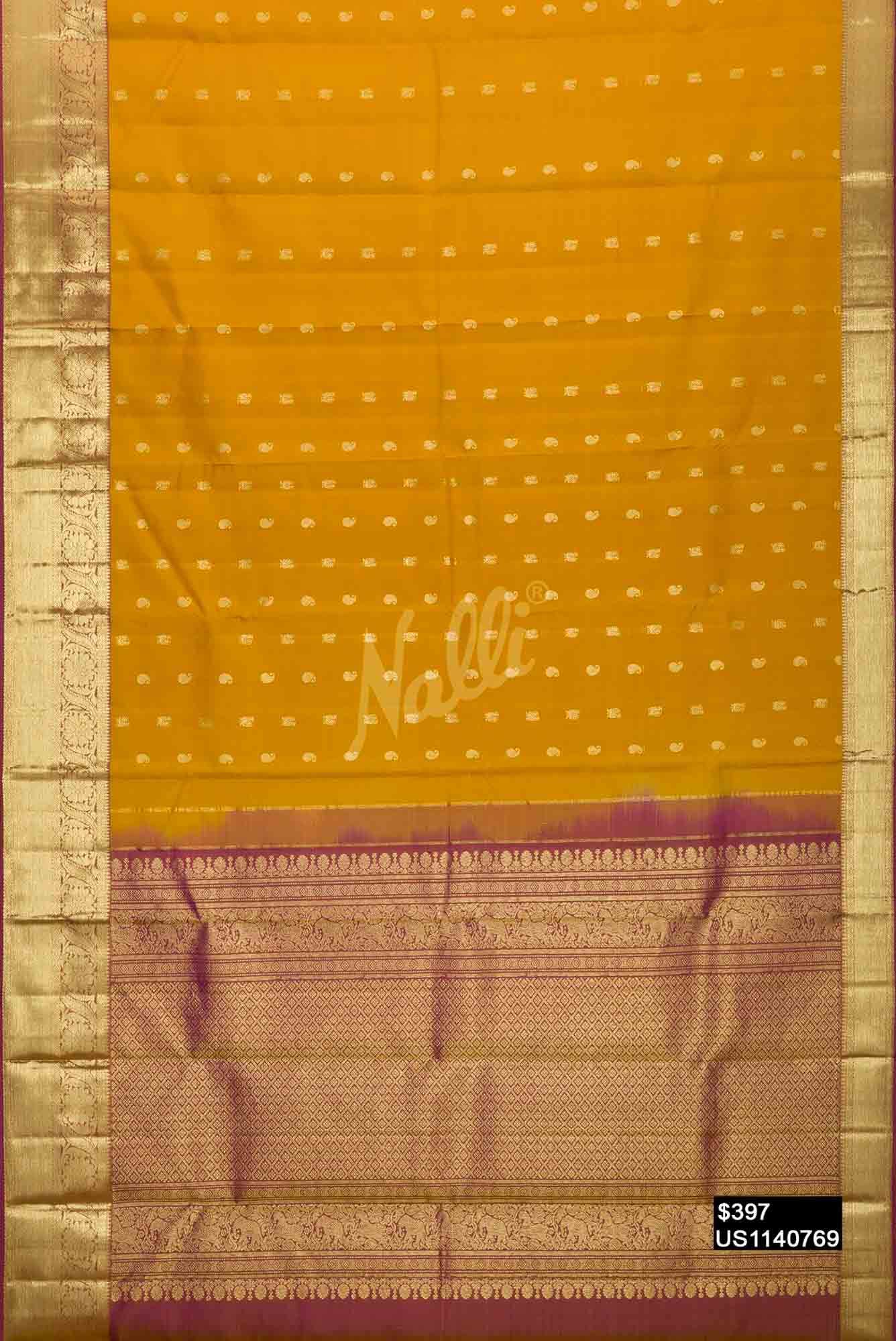 Mustard Kanchipuram Silk Saree