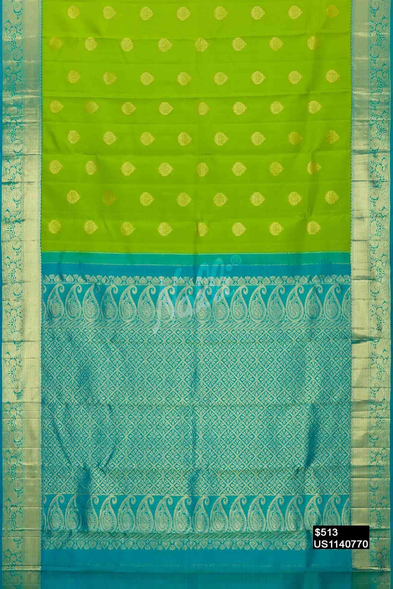 Parrot Green Kanchipuram Silk Saree
