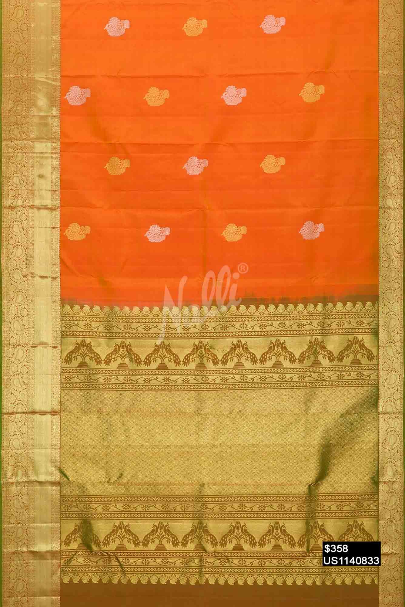 Orange Kanchipuram Silk Saree