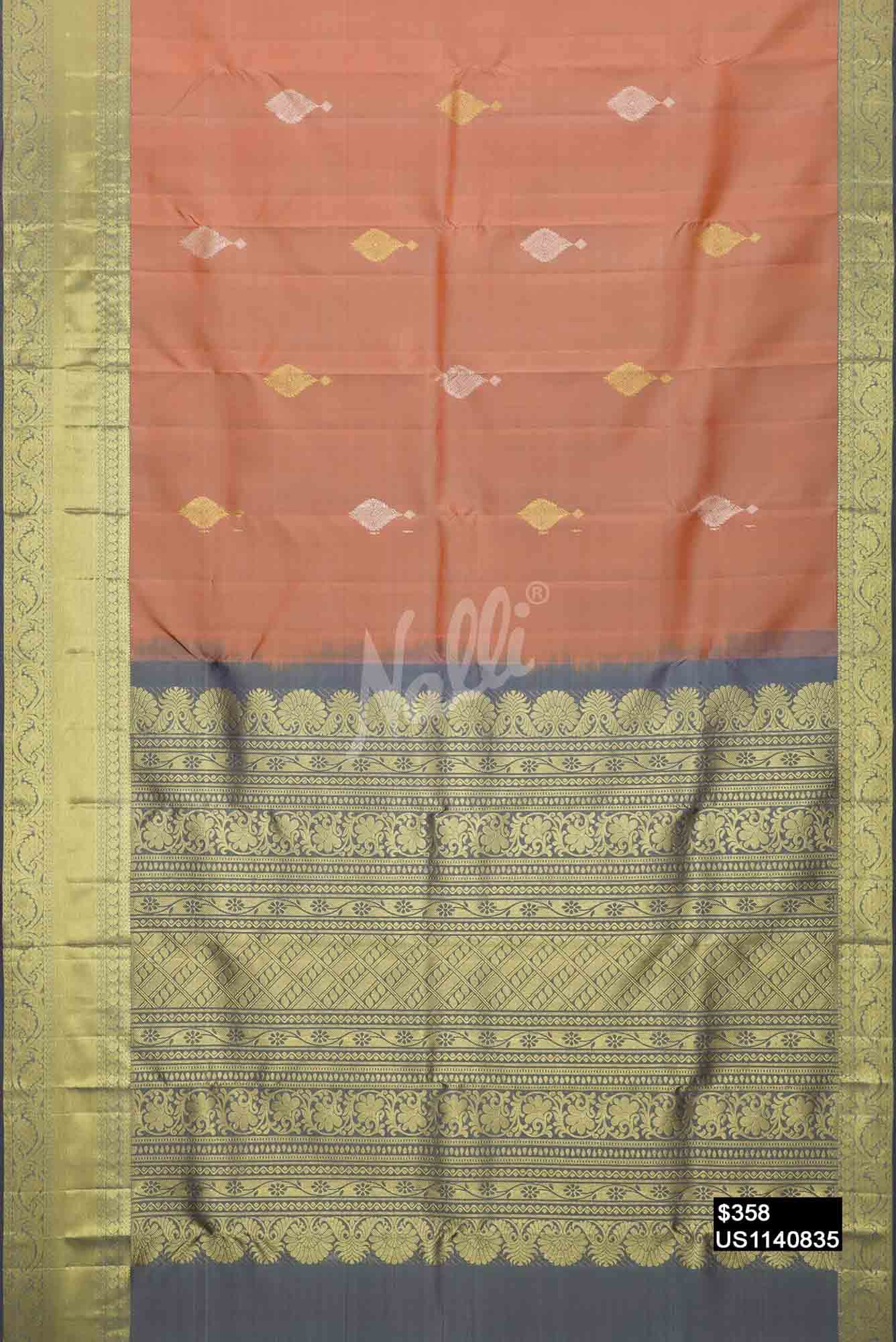 Peach Kanchipuram Silk Saree