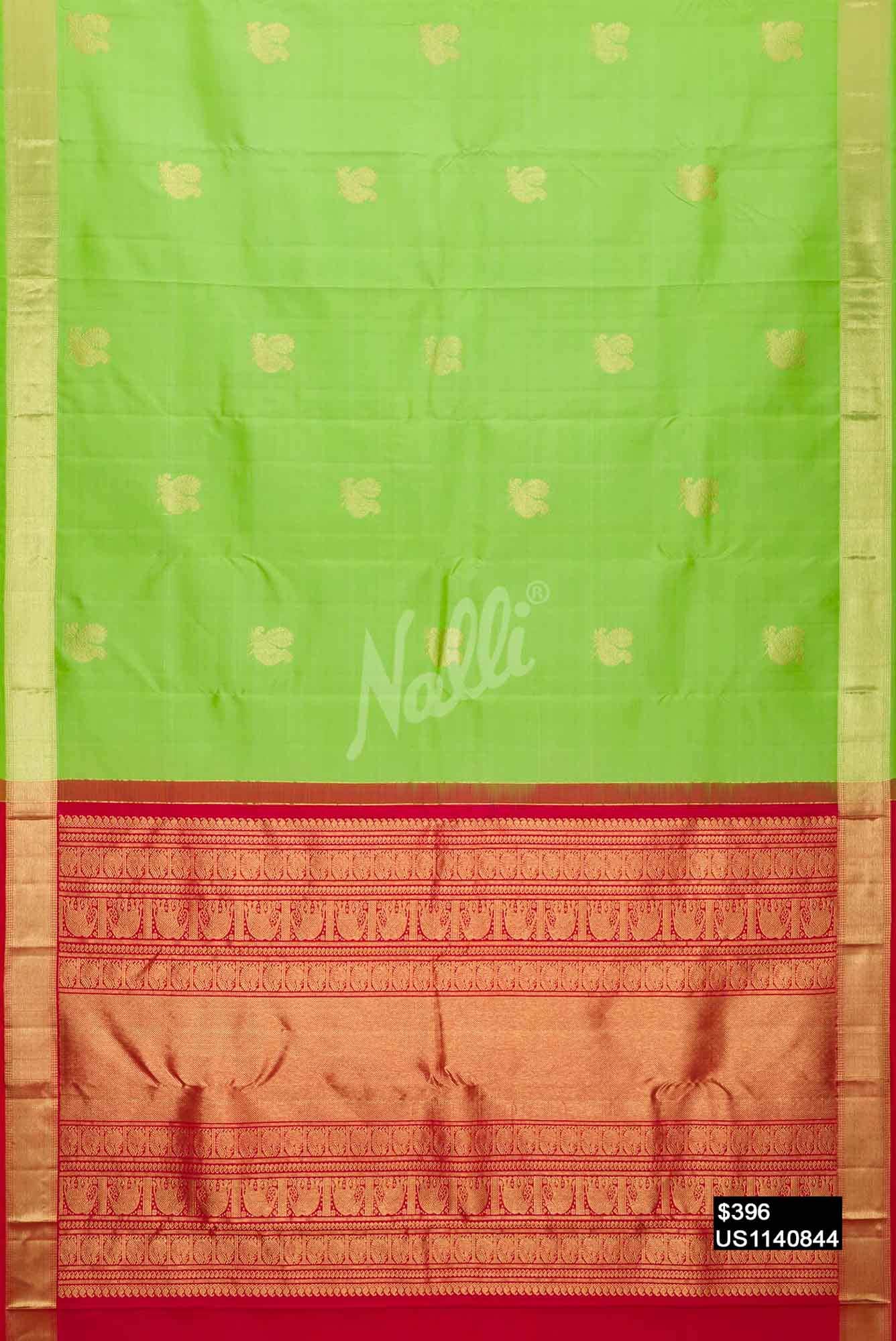Parrot Green Kanchipuram Silk Saree