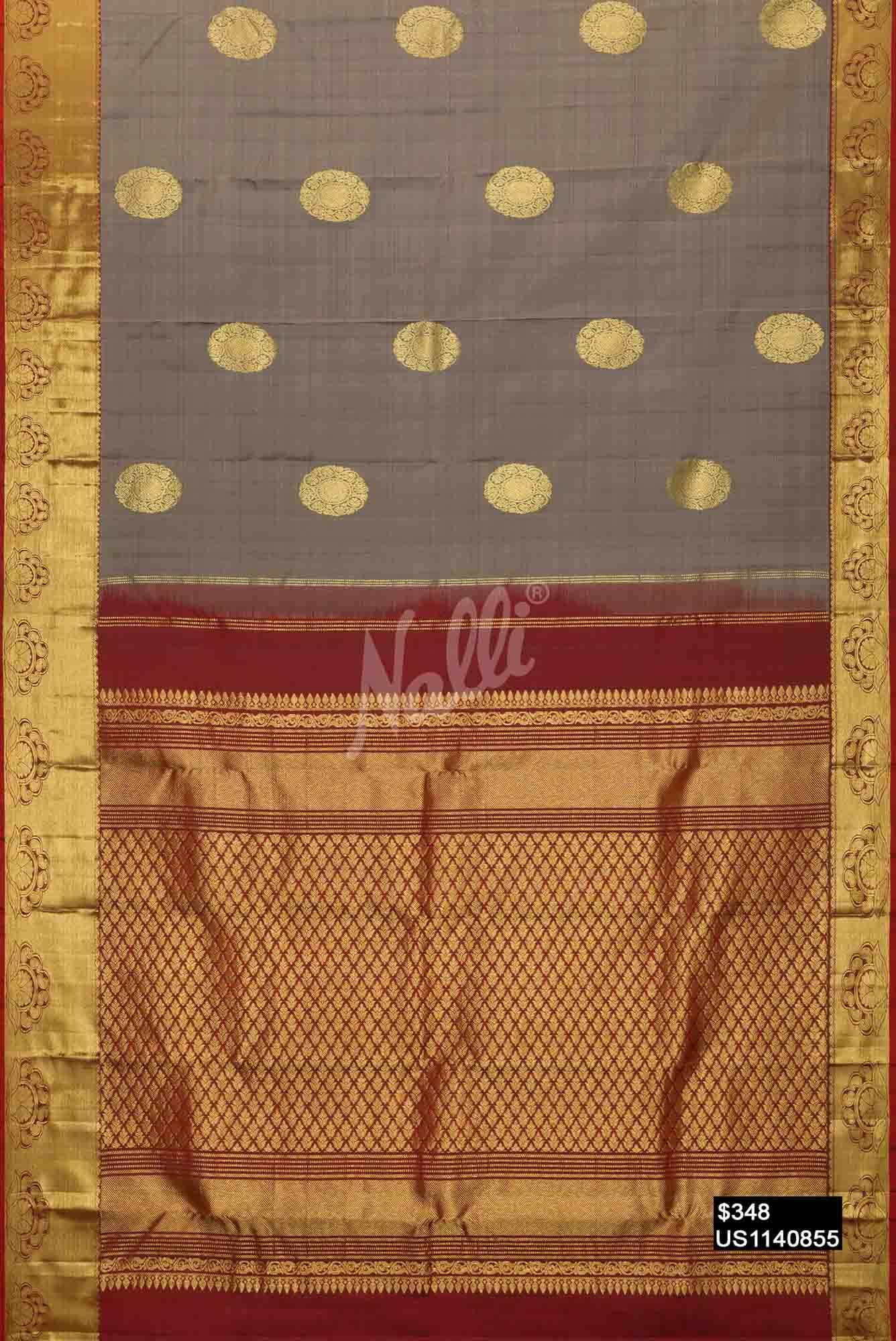 Grey Kanchipuram Silk Saree