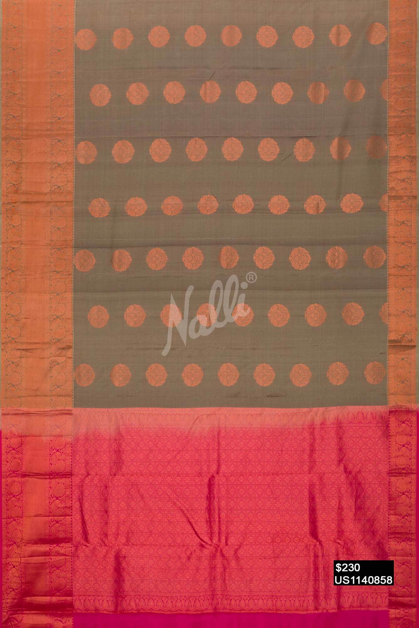 Grey Kanchipuram Silk Saree
