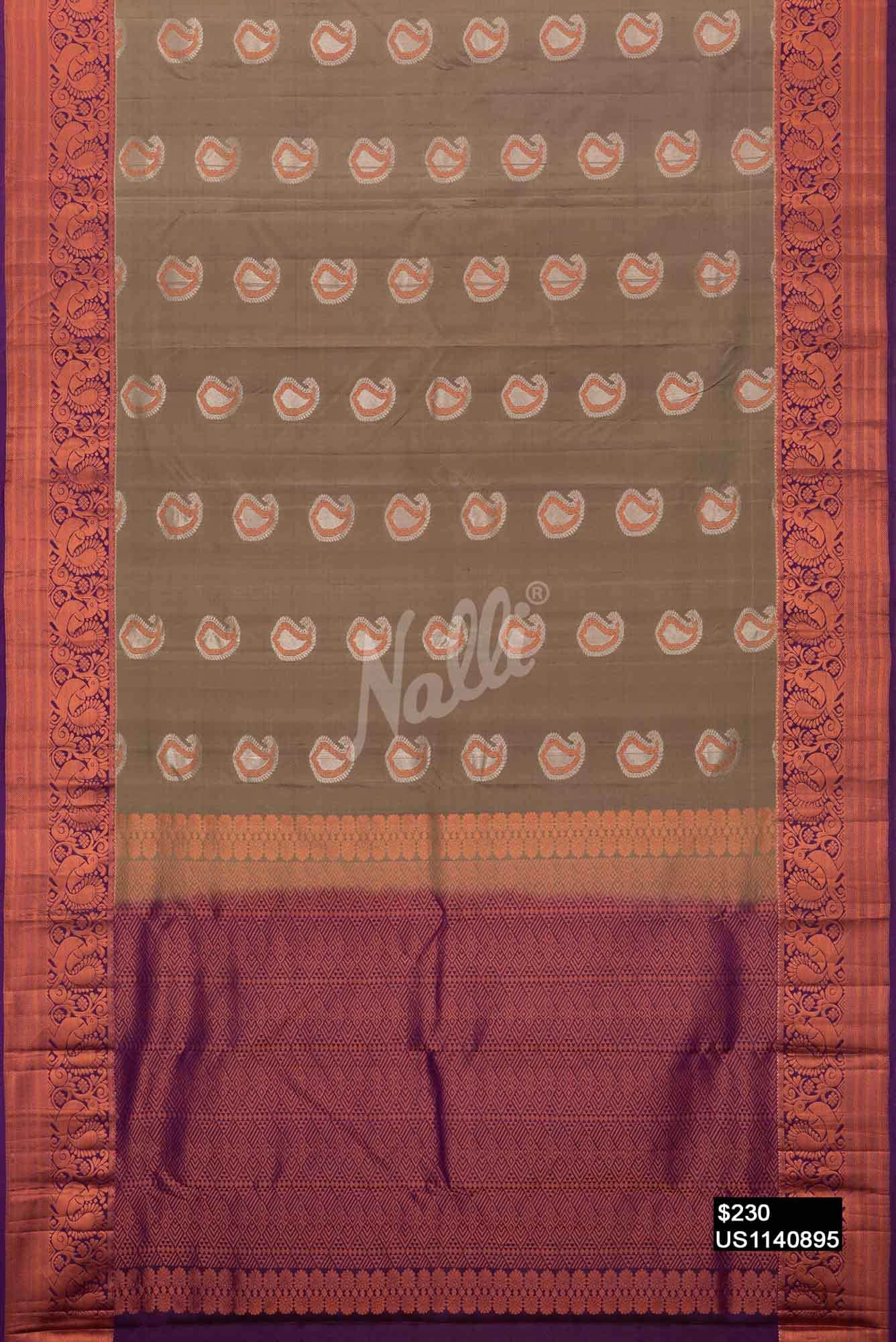 Grey Kanchipuram Silk Saree
