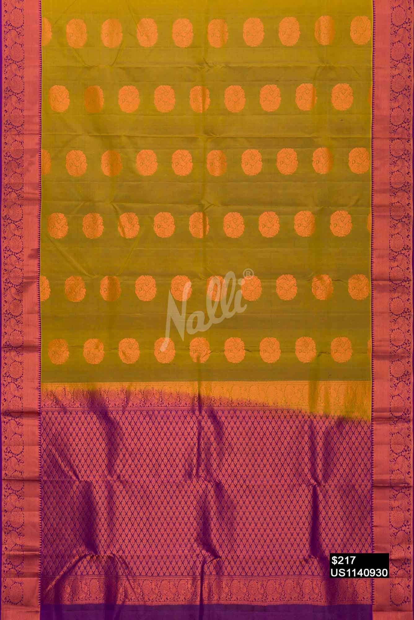 Mehandi Green Kanchipuram Silk Saree
