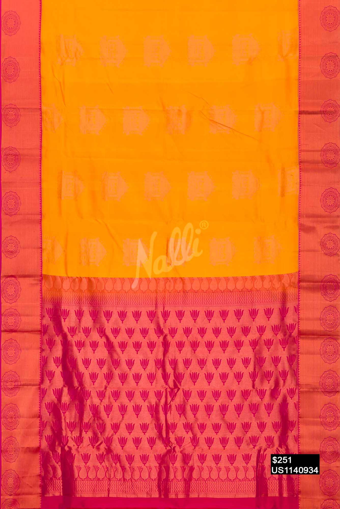 Yellow Kanchipuram Silk Saree