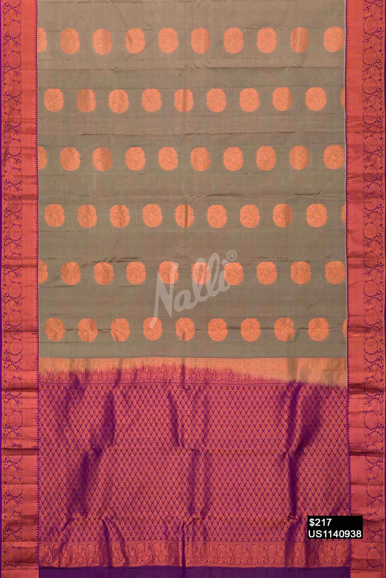 Grey Kanchipuram Silk Saree