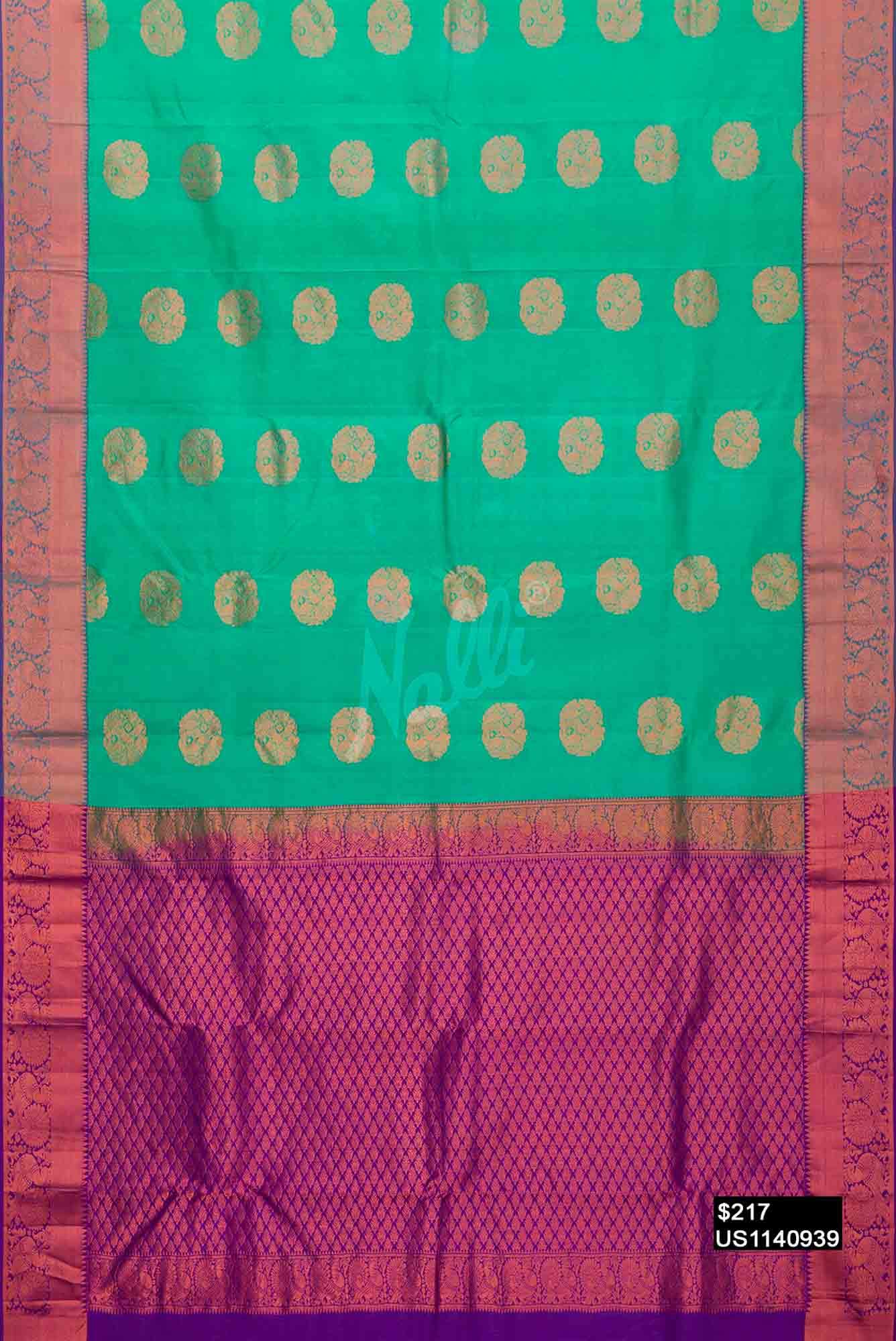 Sea Green Kanchipuram Silk Saree
