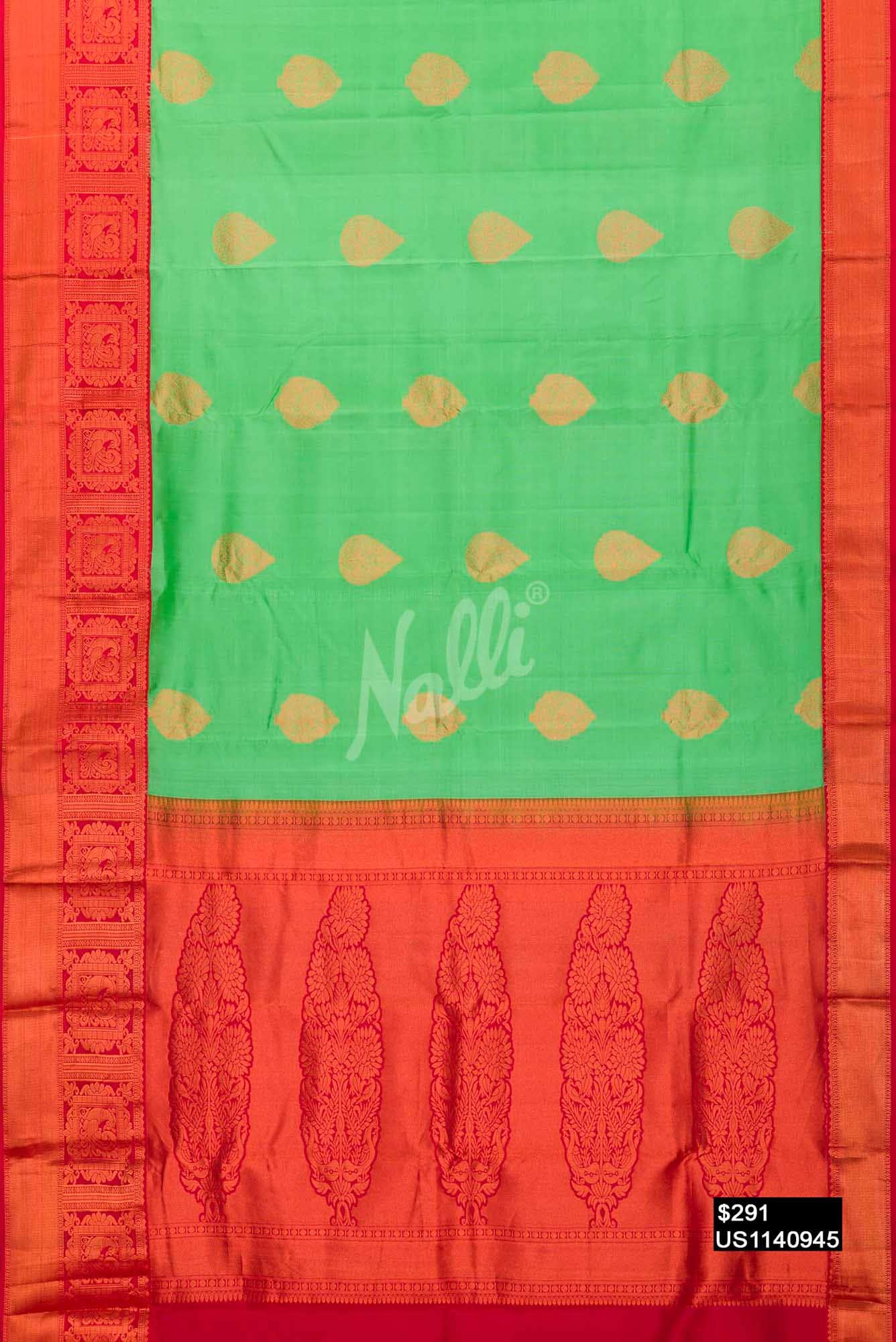 Sea Green Kanchipuram Silk Saree